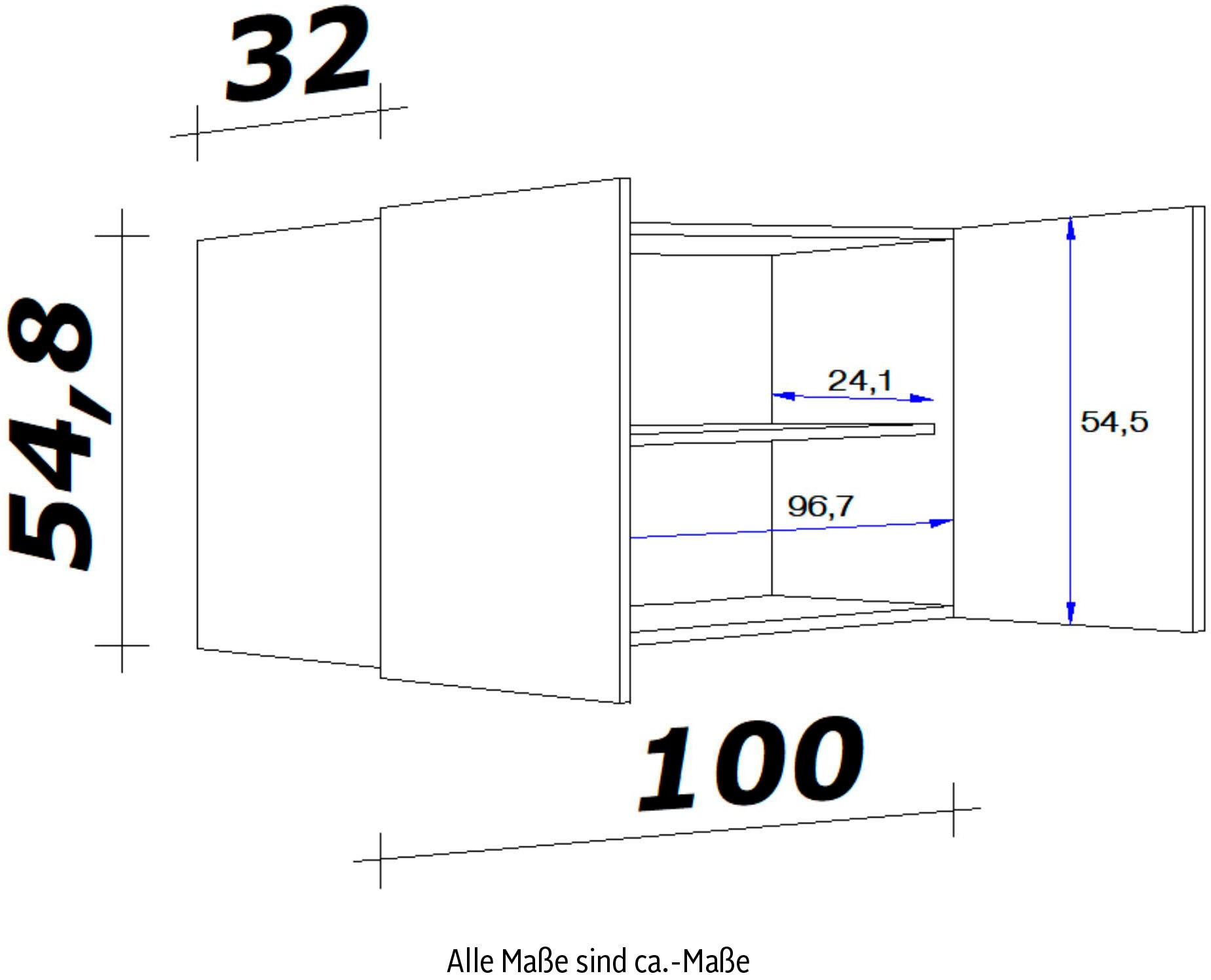 Flex-Well Hängeschrank »Bergen«, (B x H x T) 100 x 54,8 x 32 cm