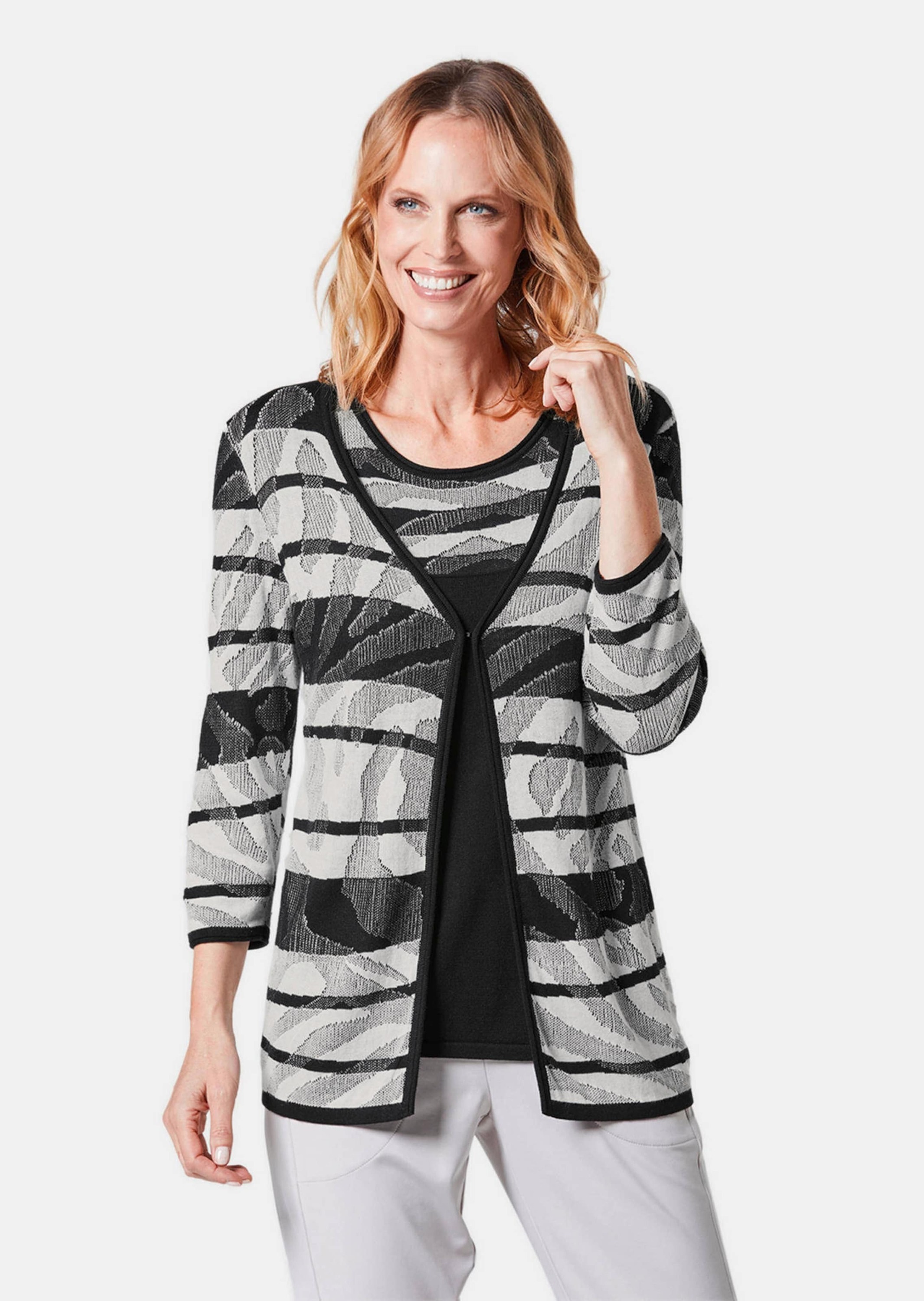 GOLDNER Strickjacke »Strickjacke Strickjacke mit V-Ausschnitt«