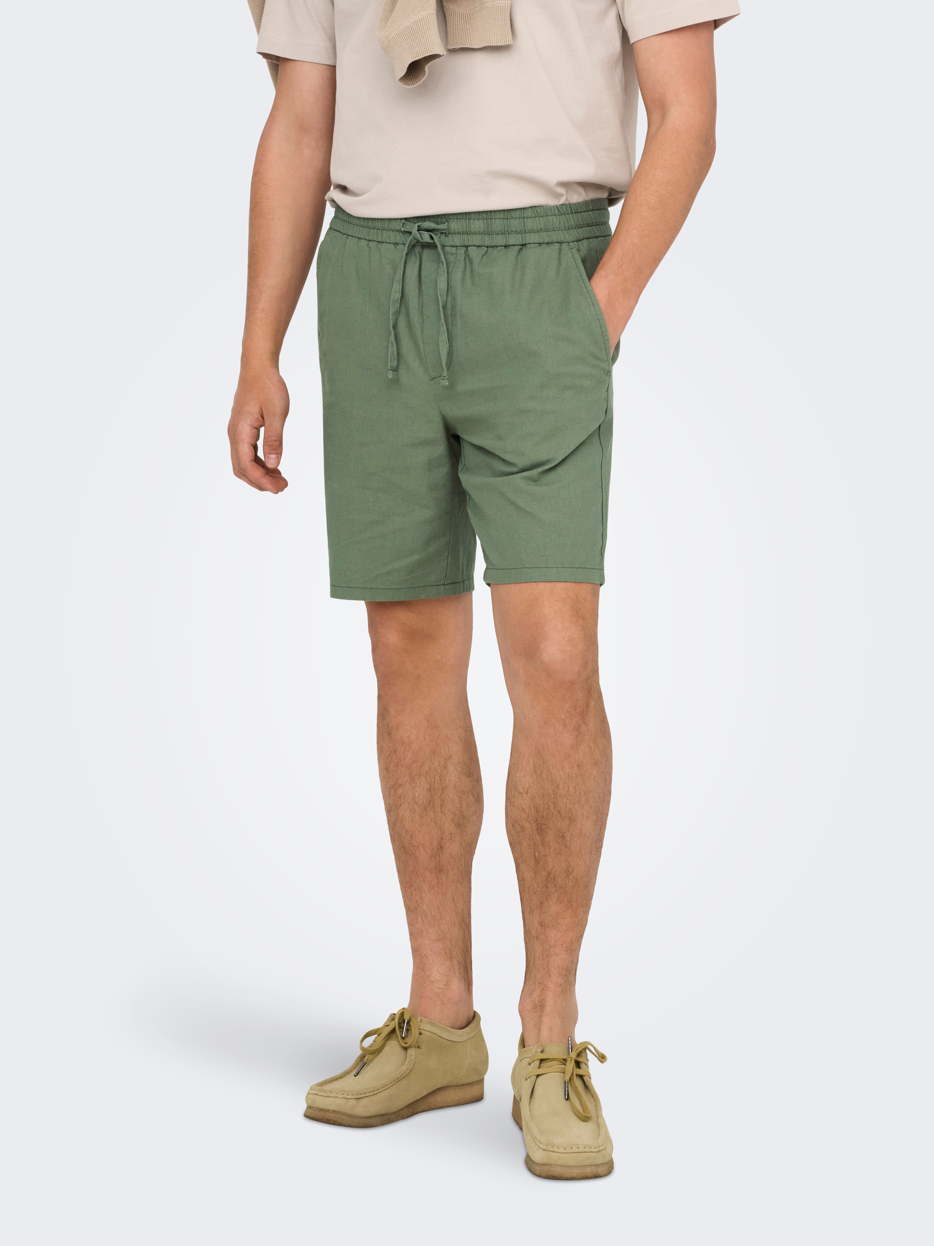ONLY & SONS Shorts "ONSLINUS 0007 COT LIN SHORTS NOOS" Baumwolle mit Leinen, normal geschnitten