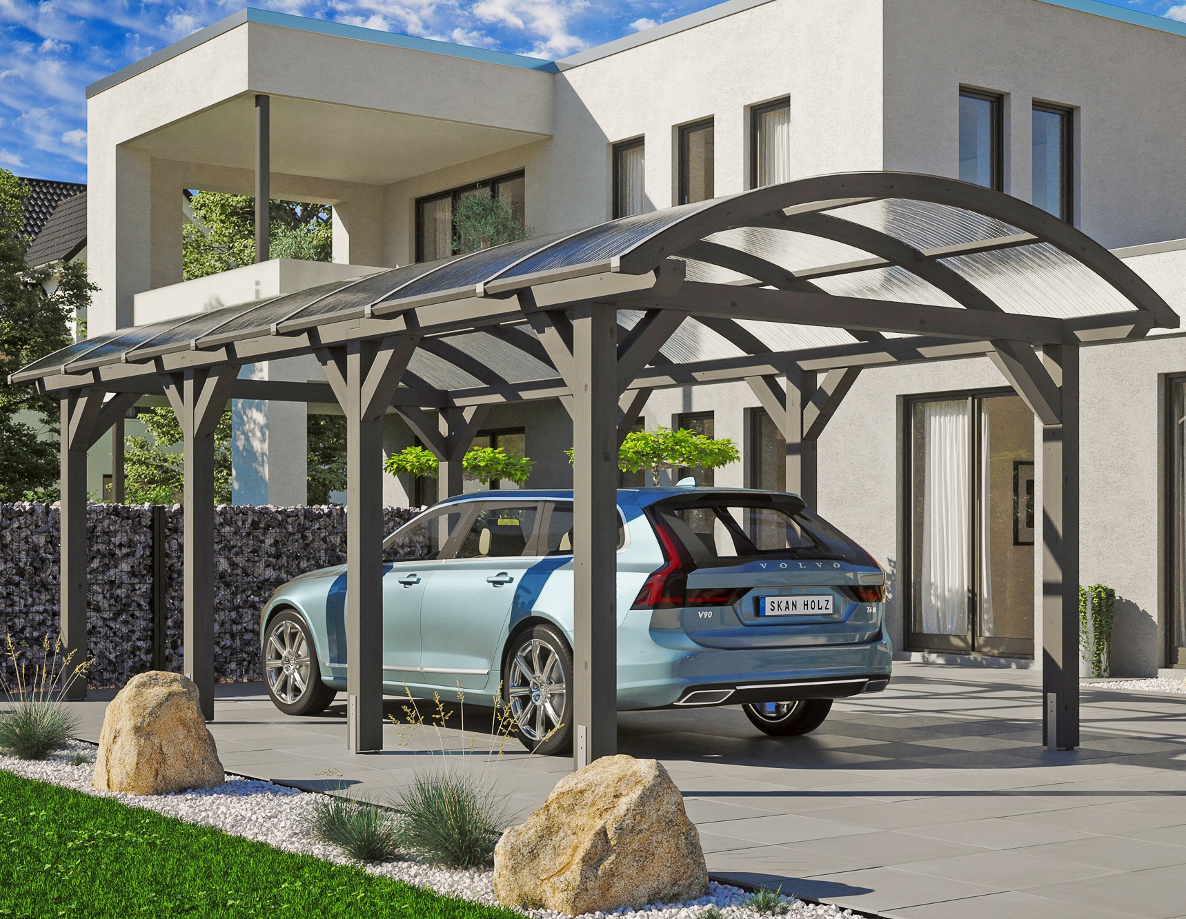Skanholz Einzelcarport "Franken" Leimholz 300 cm dunkelgrau