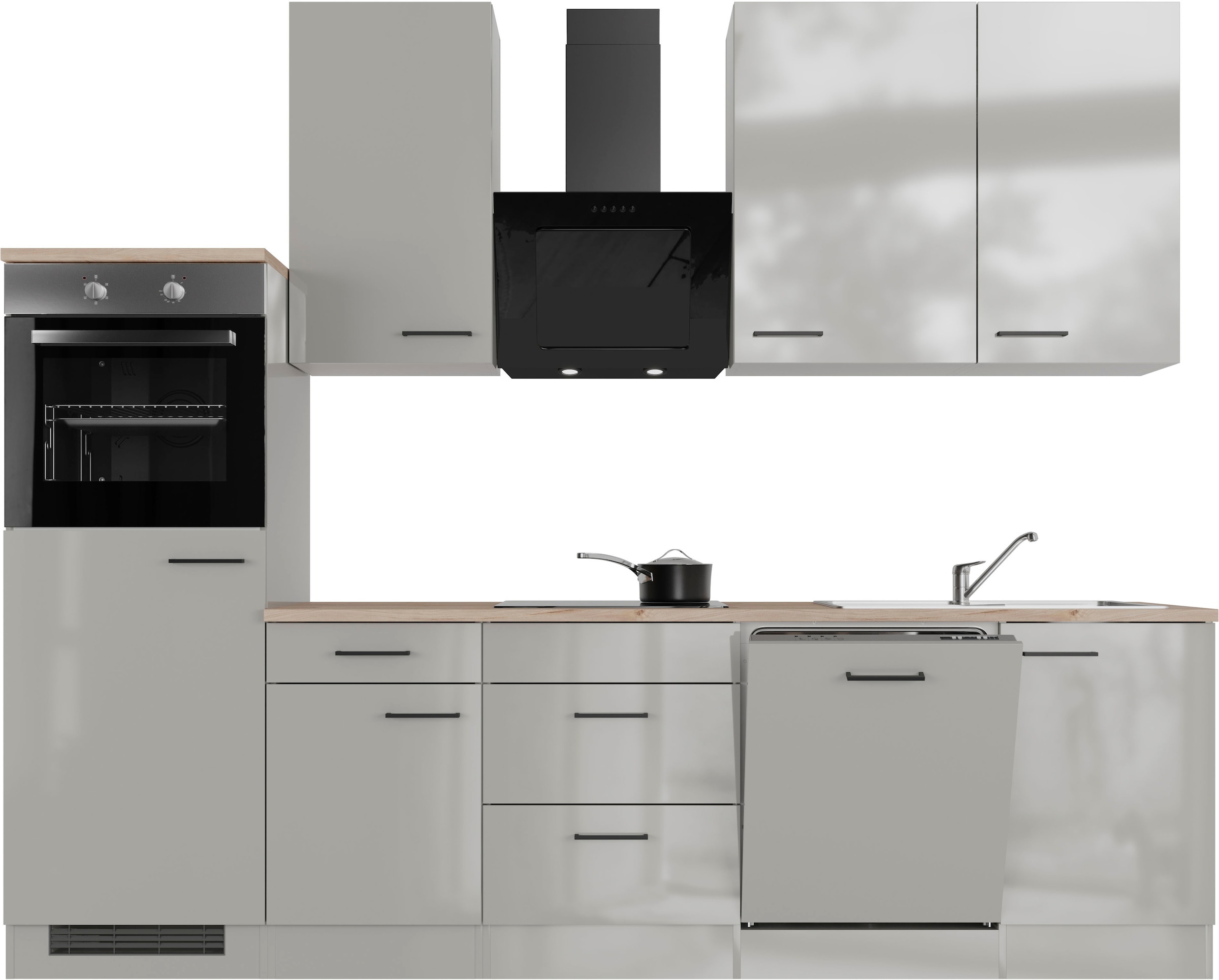 Flex-Well Küche "Lund" wahlweise mit E-Geräten, Breite 280 cm, glänzende Fronten