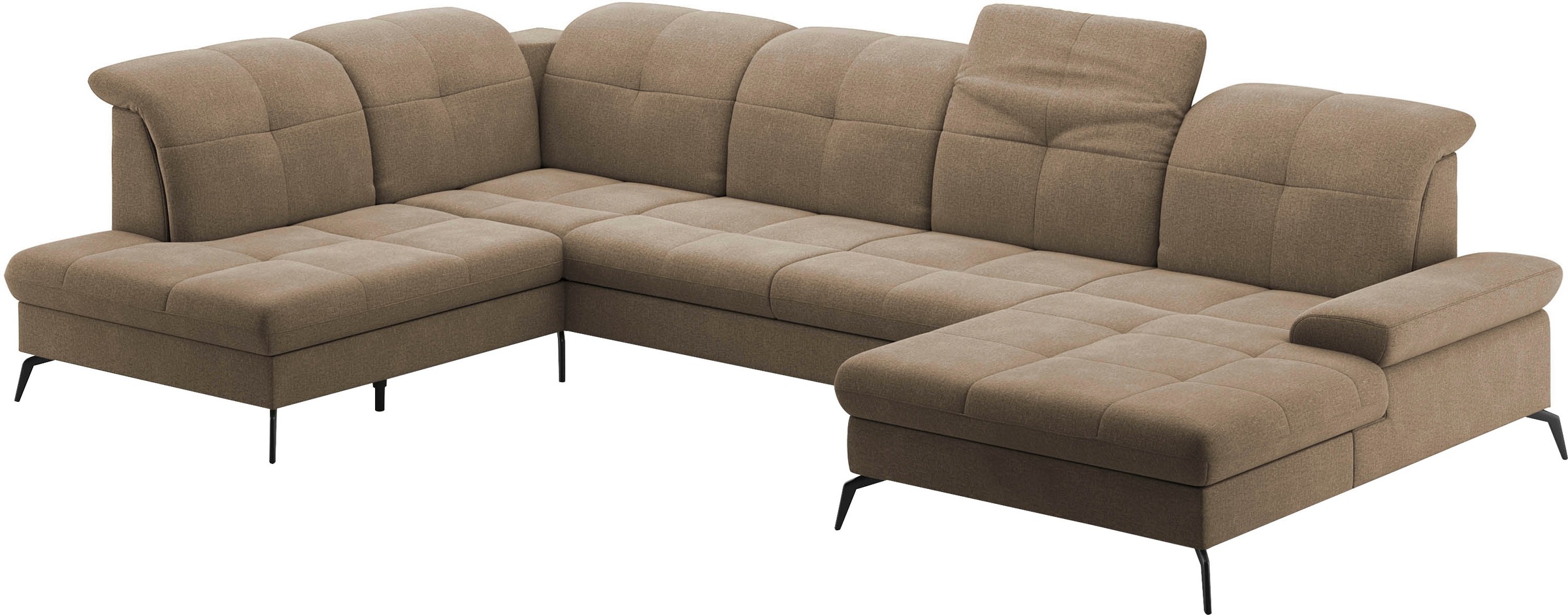 sit&more Wohnlandschaft »Amica, U-Form, inkl. Sitztiefenverstellung und Armteilverstellung«, wahlweise mit Kopfteilverstellung, Bettfunktion und Bettkasten