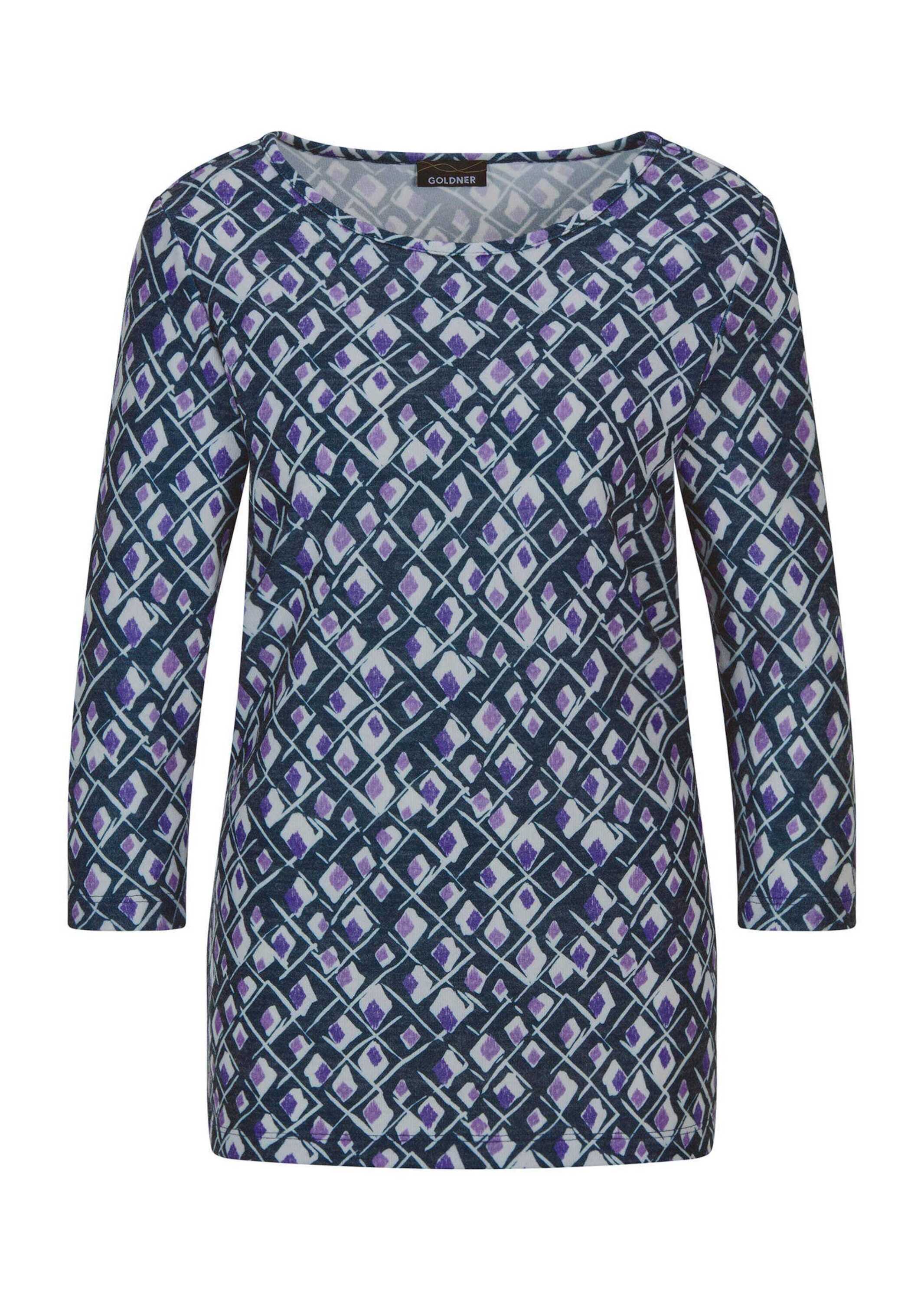 GOLDNER "Halbarm Viskoseshirt im Allover-Design" U-Boot-Ausschnitt