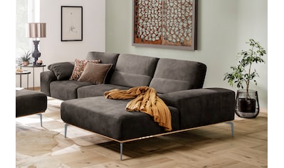 Ecksofa »run«, mit elegantem Holzsockel, Füße in Silber matt, Breite 319 cm