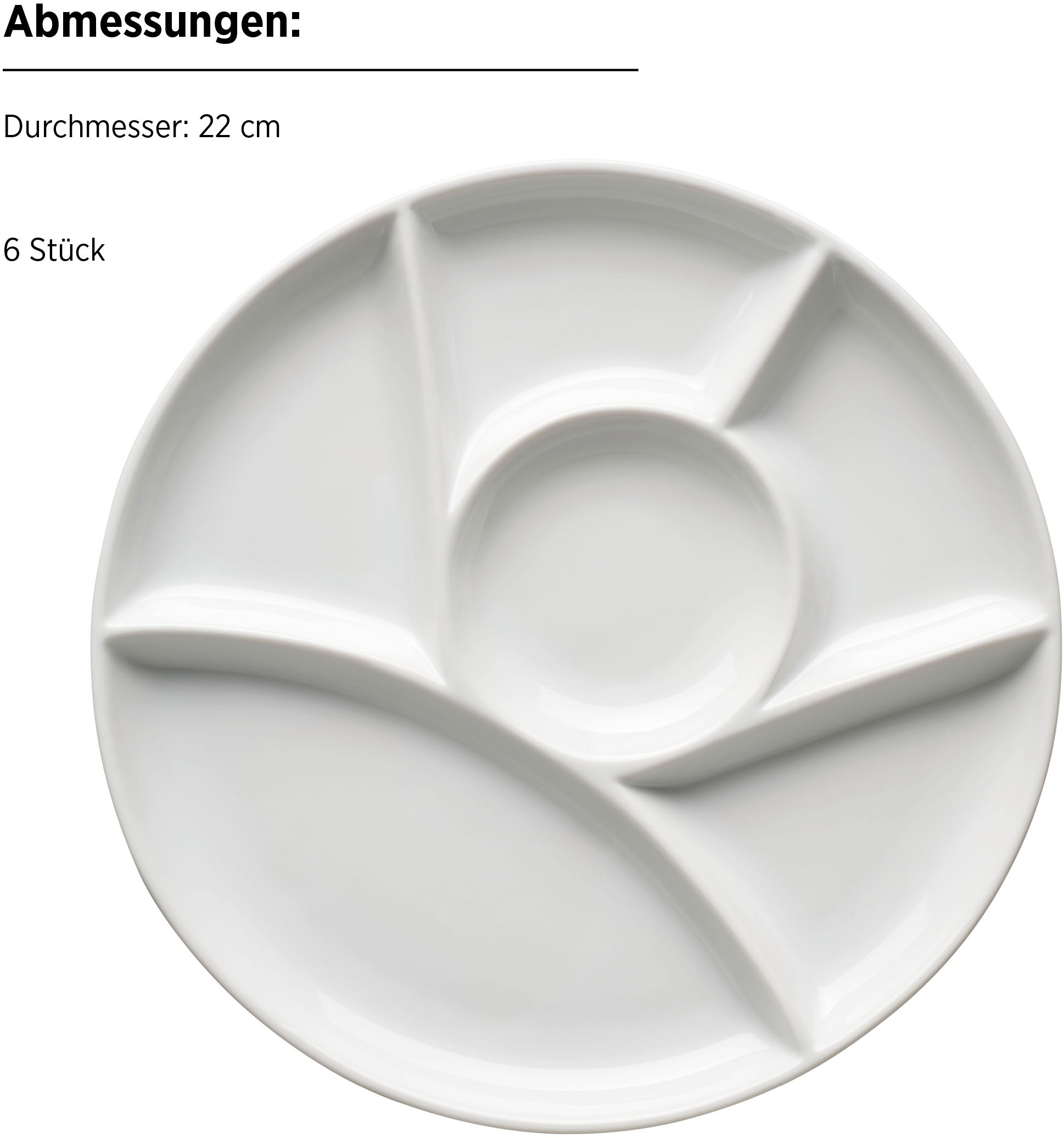 MÄSER Fondueteller »Fondueteller Set, aus Porzellan, Ø 21,5 cm«, (Set, 6 St.), Geschirr-Set, Teller-Set