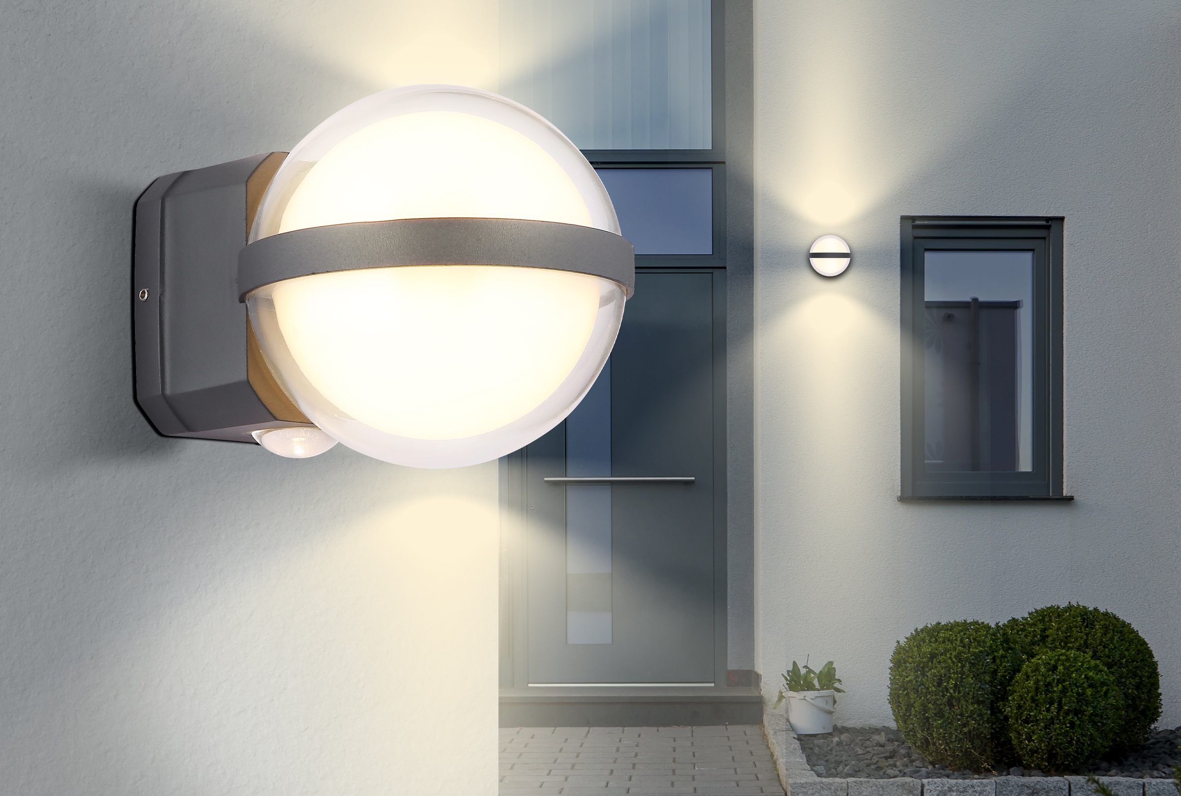 GLOBO LIGHTING LED Außen-Wandleuchte »ILLI«, Leuchtmittel LED-Modul | LED fest integriert, Außenbereich/IP54/2 Linsen/2Richtungen/Terrasse