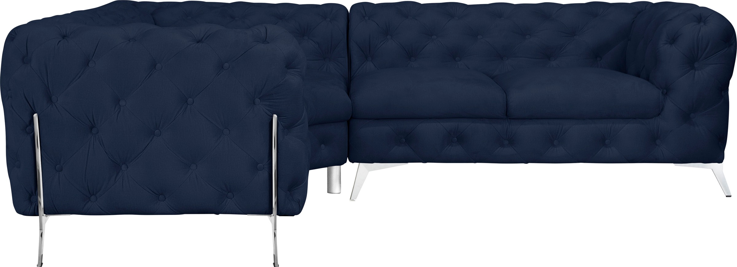 Leonique Chesterfield-Sofa »Amaury L-Form«, Chesterfield-Optik, Breite/Tiefe je 262 cm, Fußfarbe wählbar