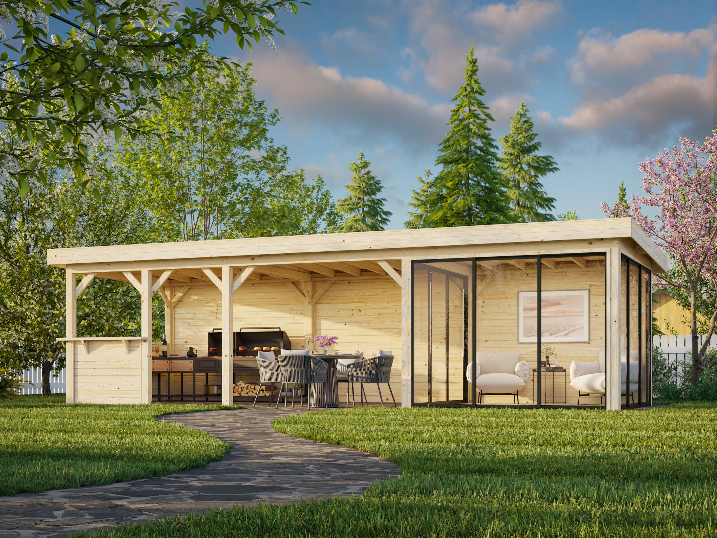 Palmako Gartenhaus »Lenna 24,9 m², Set 416 Slide«
