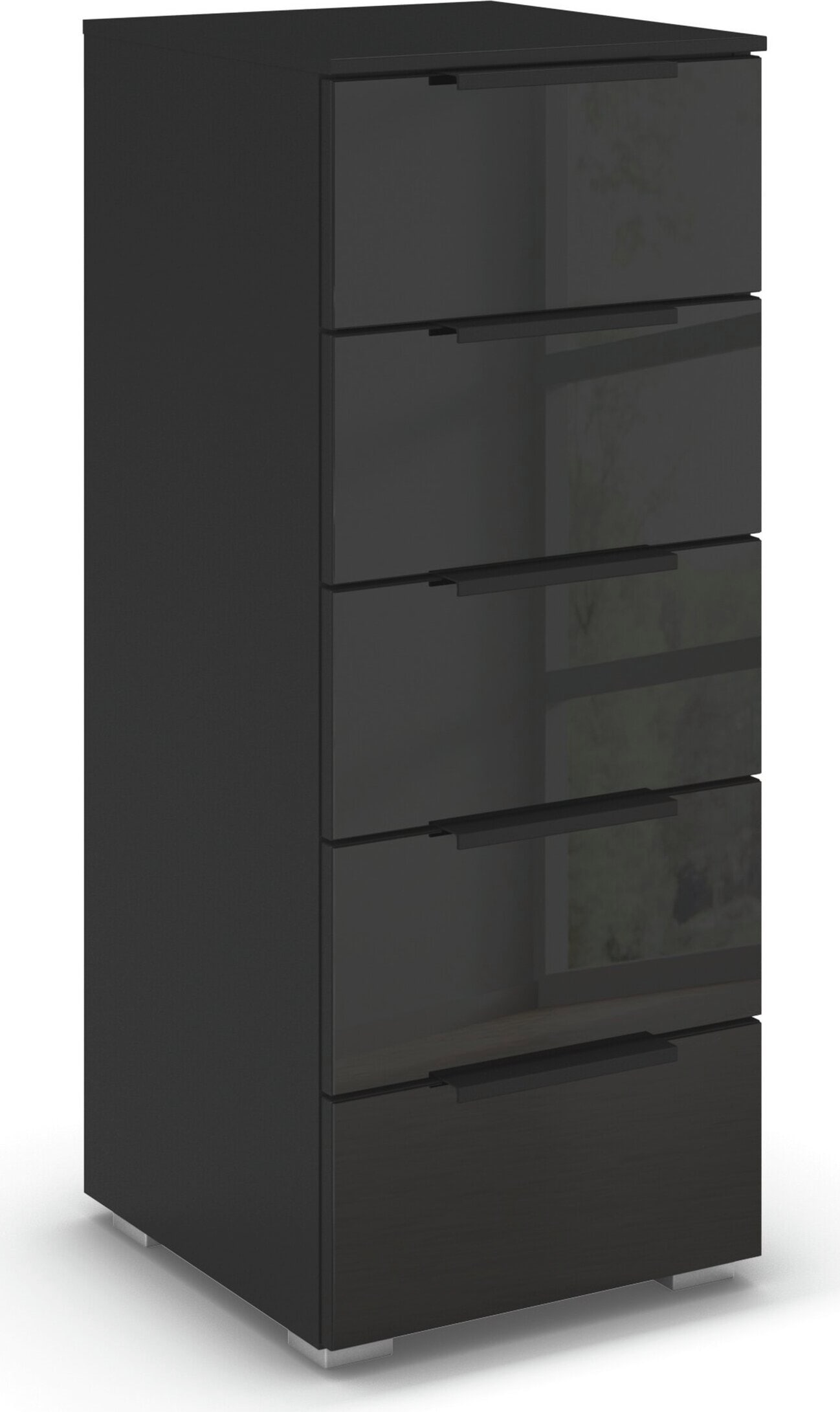 rauch Schubkastenkommode "Highboard Sideboard Kommode MONTCLAR Frontauswahl Dekor/Hochglanz/Glas" in 2 Breiten: 40 oder 80 cm / Höhe 100 cm, inkl. Soft-Close-Funktion, mit 5 geräumigen Schubladen, viele Griffvarianten MADE IN GERMANY