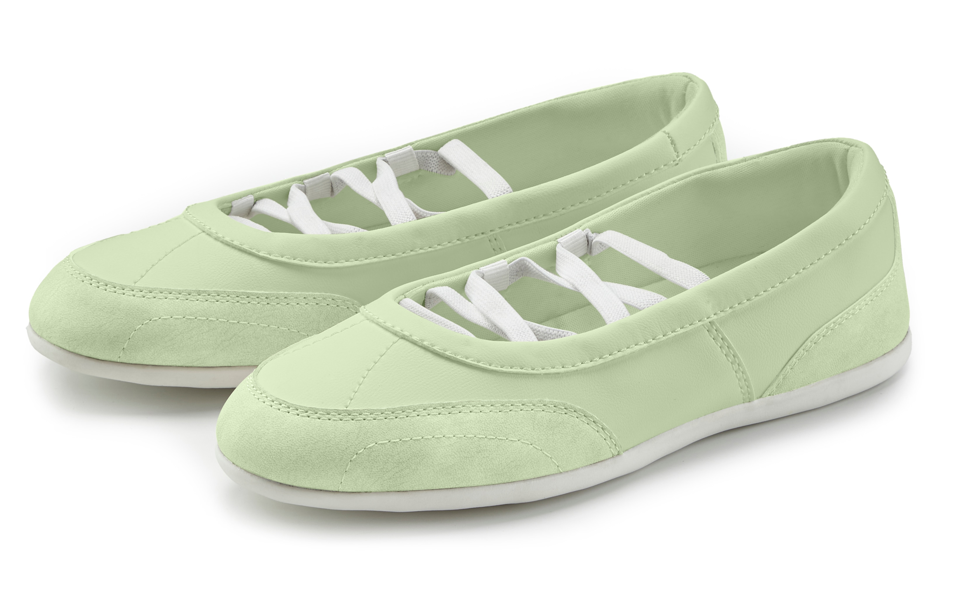 LASCANA Ballerina "Freizeitschuh, Slipper, Halbschuh, Slip-On-Sneaker, Ballerina" zum Reinschlüpfen mit elastischen Bändern VEGAN