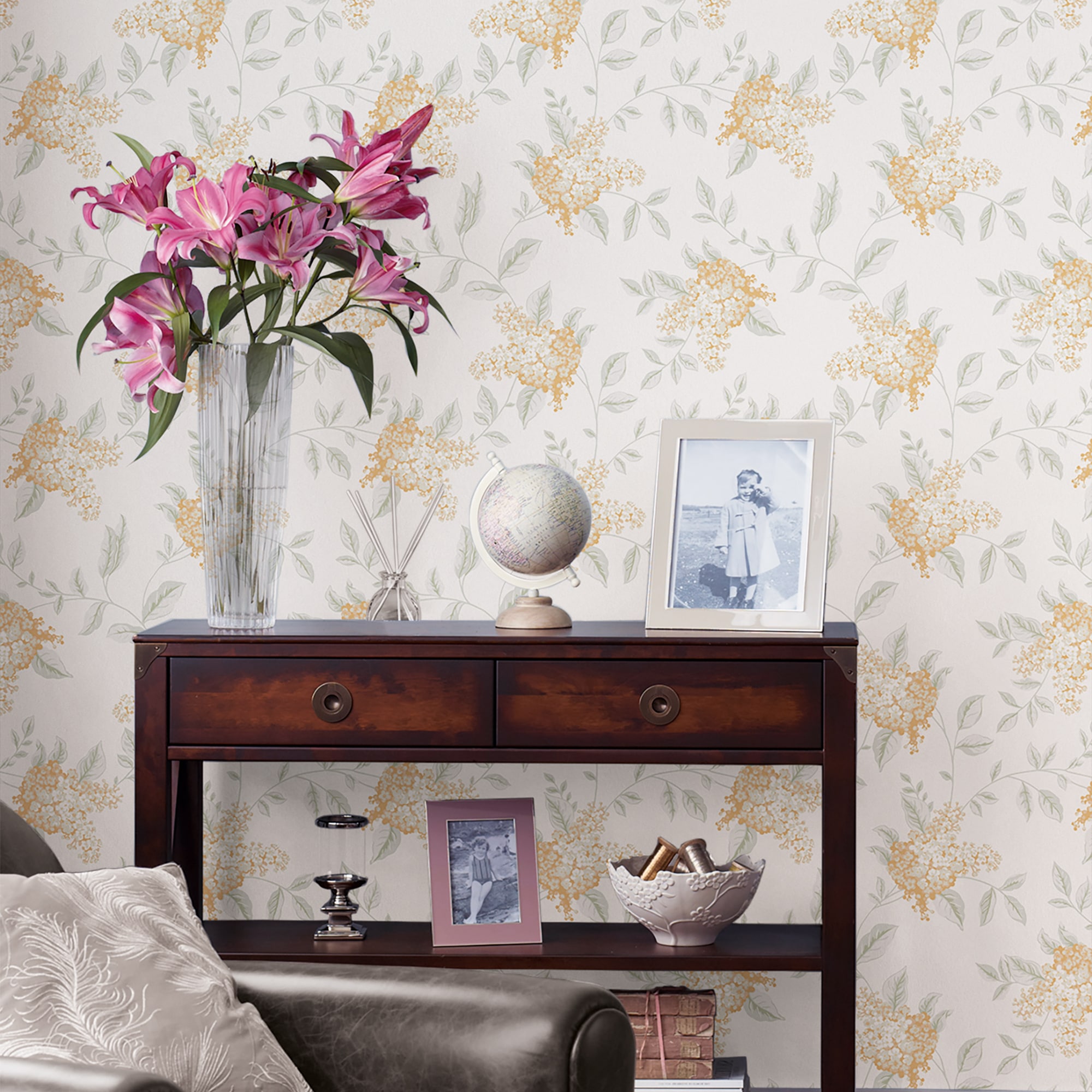 LAURA ASHLEY Vliestapete "Portland Fern Apricot", B/L: 0,52m x 10m, Rollen: 1, orange, Wohnzimmer, Tapeten, 10mx52cm (ca. 5m2)