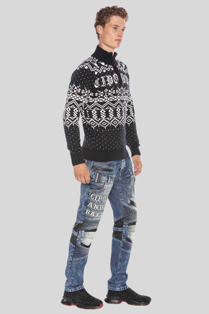 Cipo & Baxx Strickpullover »Pullover«, mit winterlichem Motiv