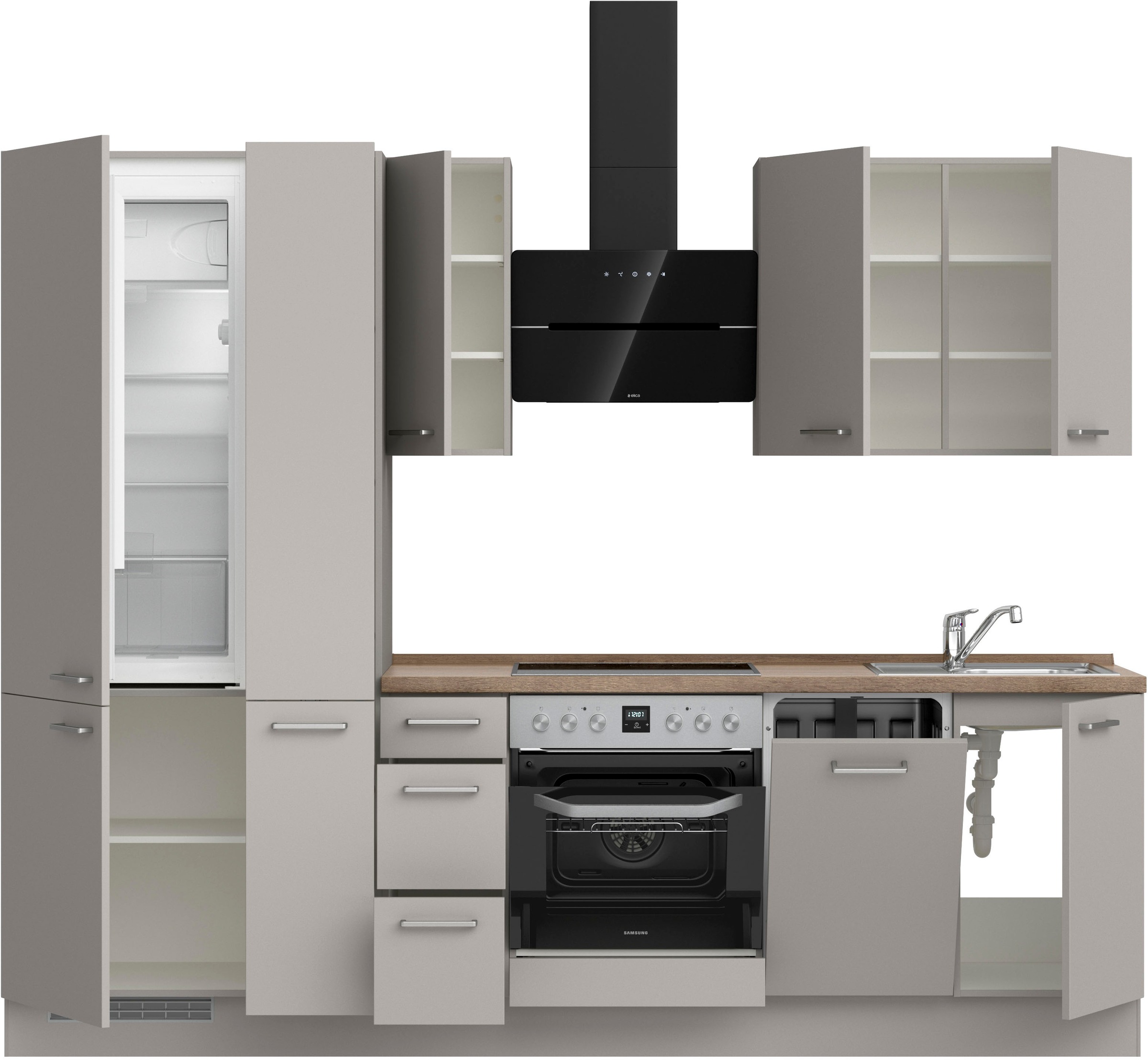 nobilia® Küchenzeile »"Touch II"«, vormontiert, Ausrichtung wählbar, Breite 270 cm, wahlw. mit E-Geräten