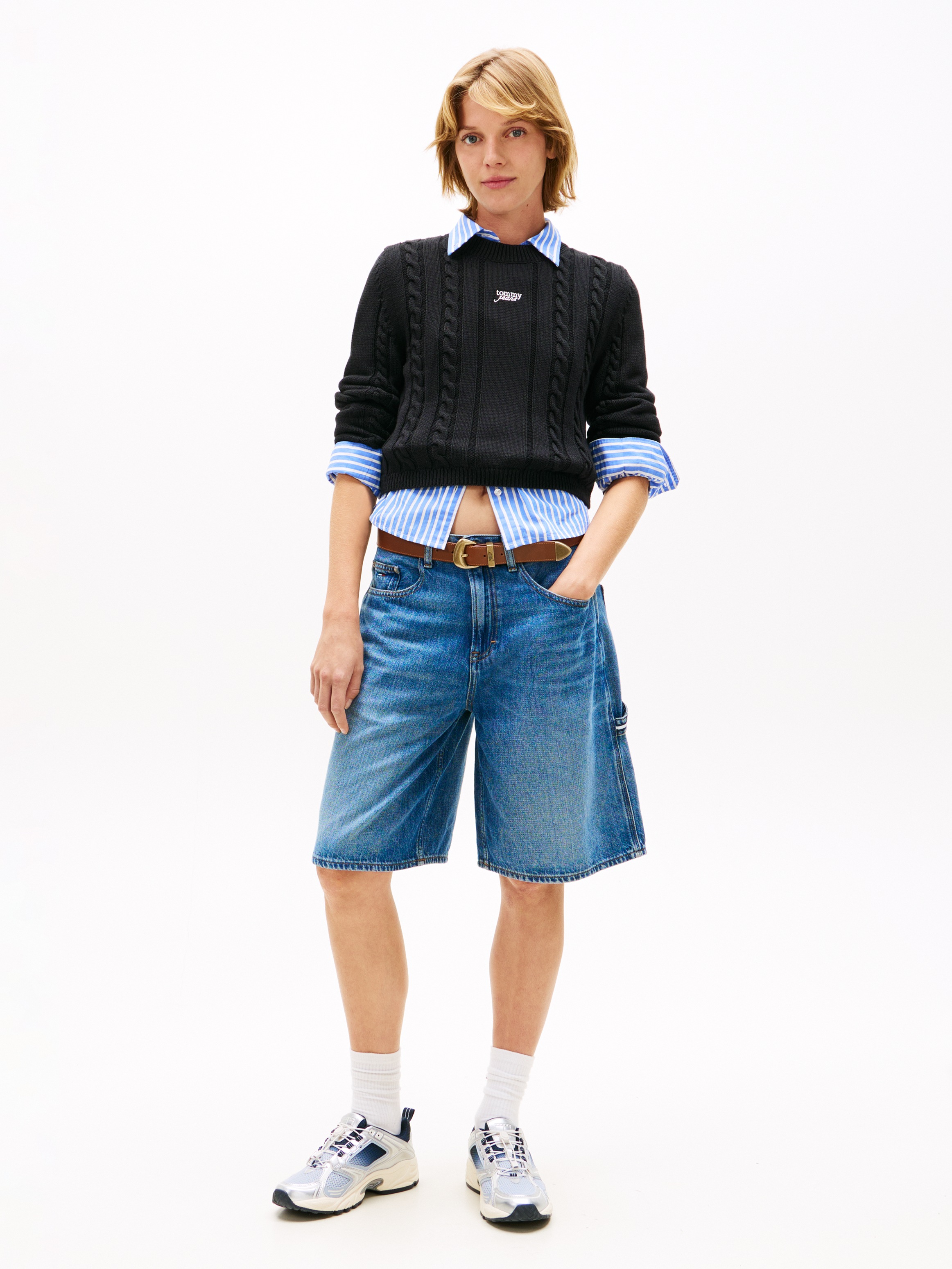 Thumbnail - Tommy Jeans Strickpullover "TJW CABLE SCRIPT SWEATER" mit Zopfmuster