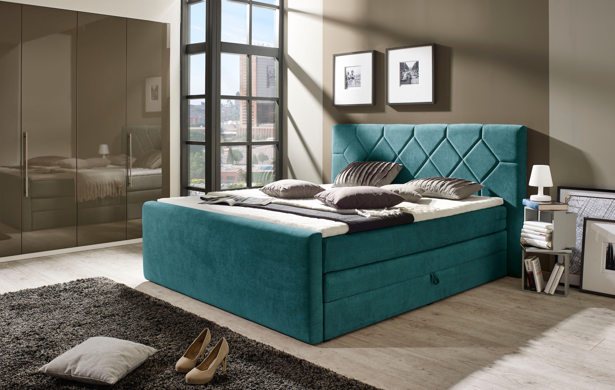 Places of Style Boxspringbett »Atlanta«, inklusive Topper und Bettkasten