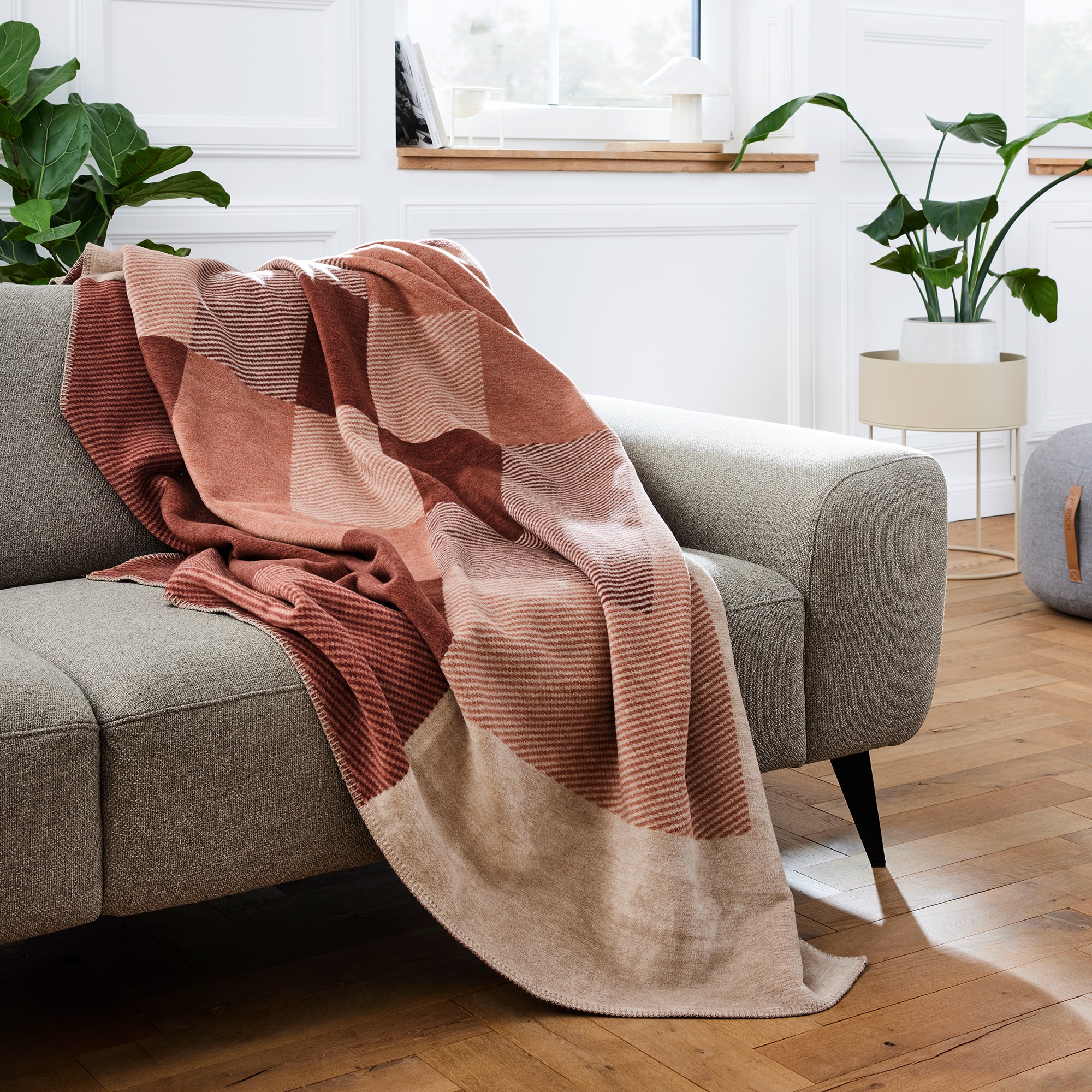 IBENA Wohndecke »Wohndecke Sintra«, modernes Design in warmen Erdtönen