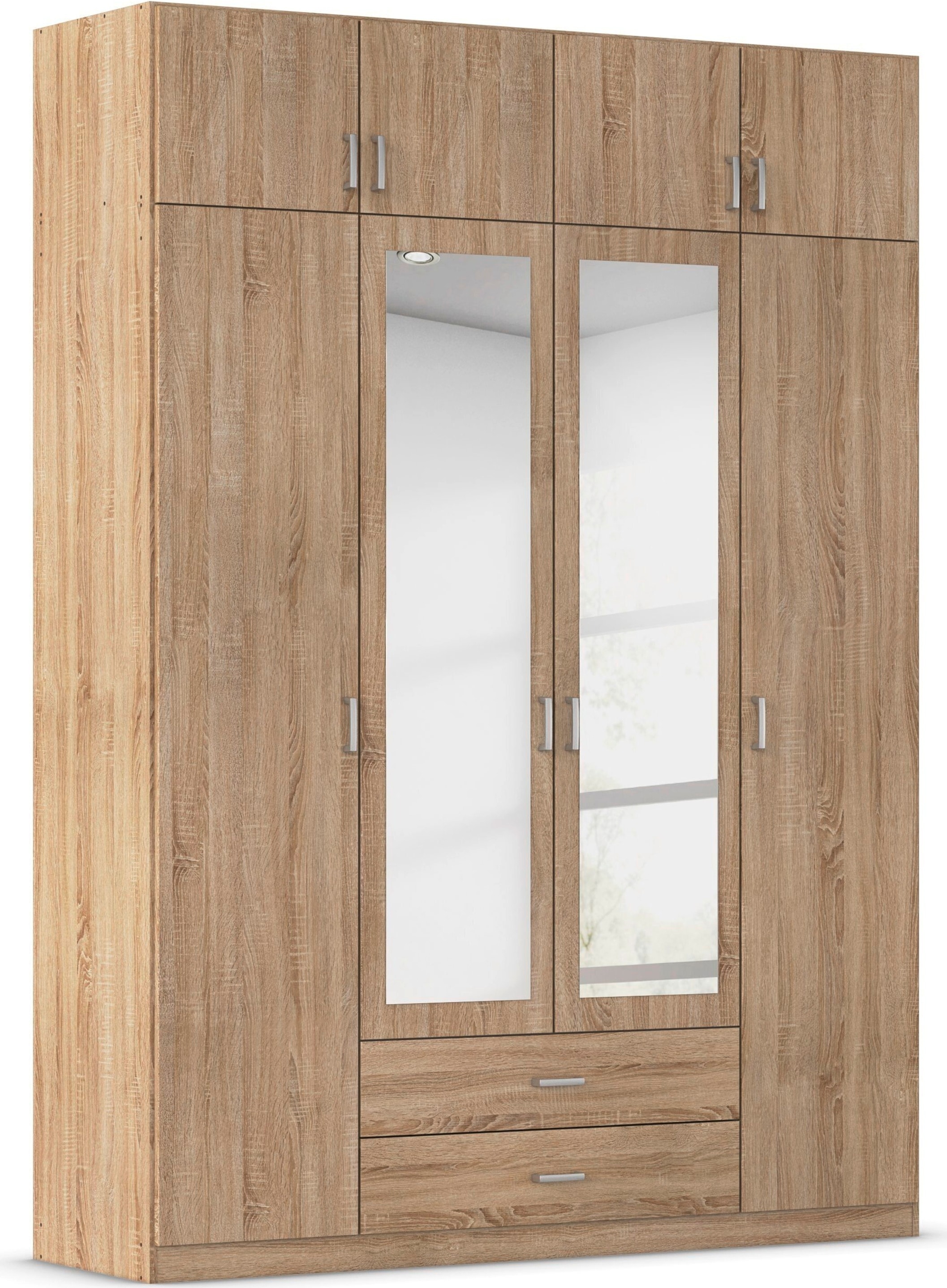 rauch Kleiderschrank "Schrank Garderobe Wäscheschrank GAMMA in 4 Breiten 91-226 cm" 3 verschiedene Ausstattungen BASIC/CLASSIC/PREMIUM (inkl. SOFT-CLOSE), mit Schubladen und Schrankaufsatz sowie Spiegel MADE IN GERMANY