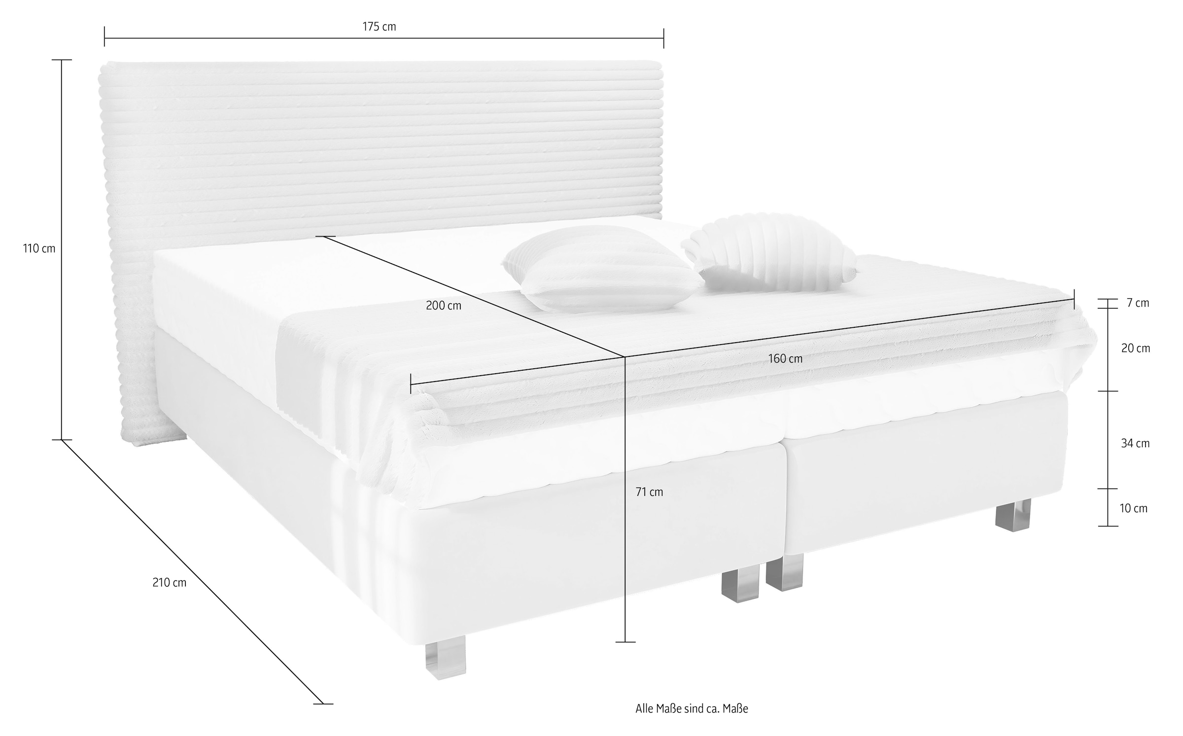 Westfalia Schlafkomfort Boxspringbett »Sven«, inkl. Zierkissen, wahlweise mit und ohne Kaltschaum-Topper