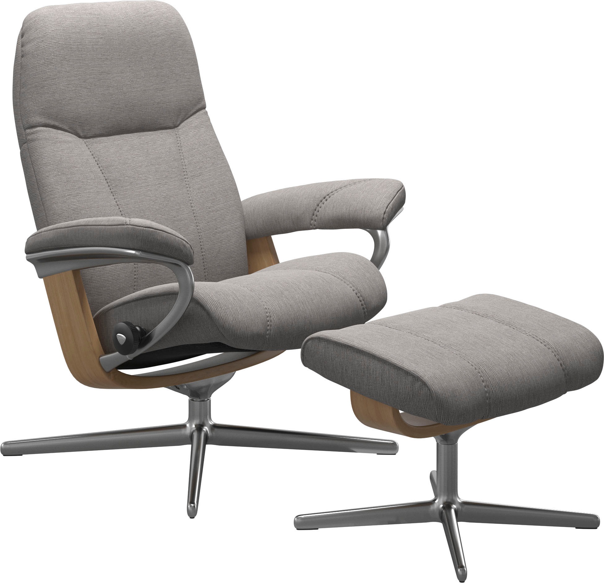 Stressless® Relaxsessel »Consul«, (Set, Relaxsessel mit Hocker), mit Hocker, mit Cross Base, Größe S, M & L, Holzakzent Eiche