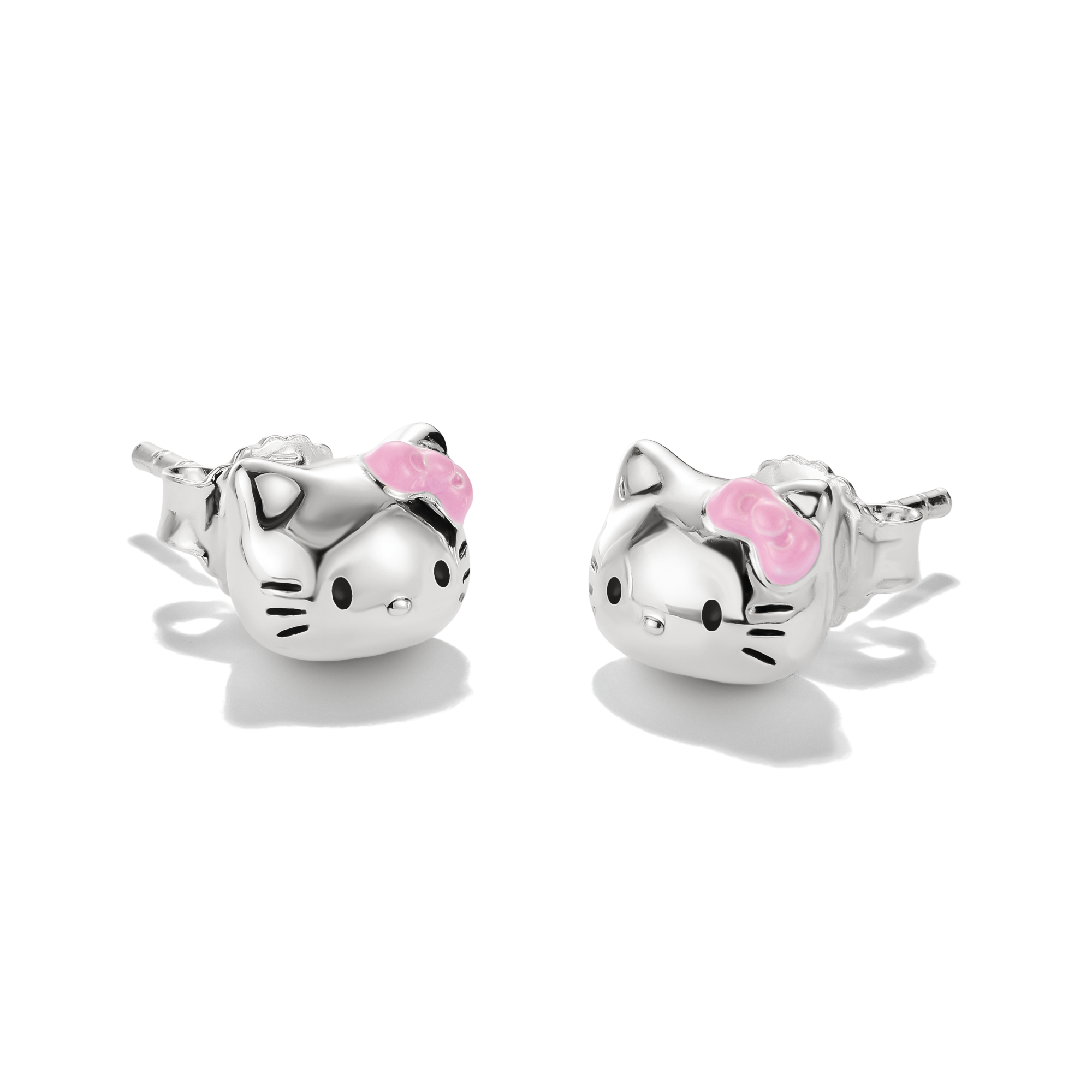 "Paar Ohrstecker THOMAS SABO ""THOMAS SABO Hello Kitty Ohrstecker"", silber (silberfarben, schwarz, pink), Ohrringe, Damen, Metall, Emaille"
