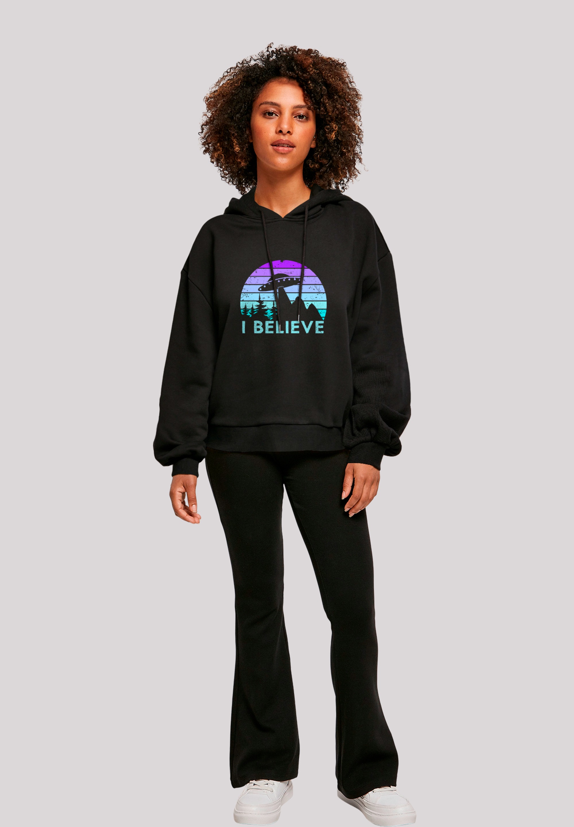 F4NT4STIC Sweatshirt »I BELIEVE UFO Alien Raumschiff Retro«, Premium Qualität