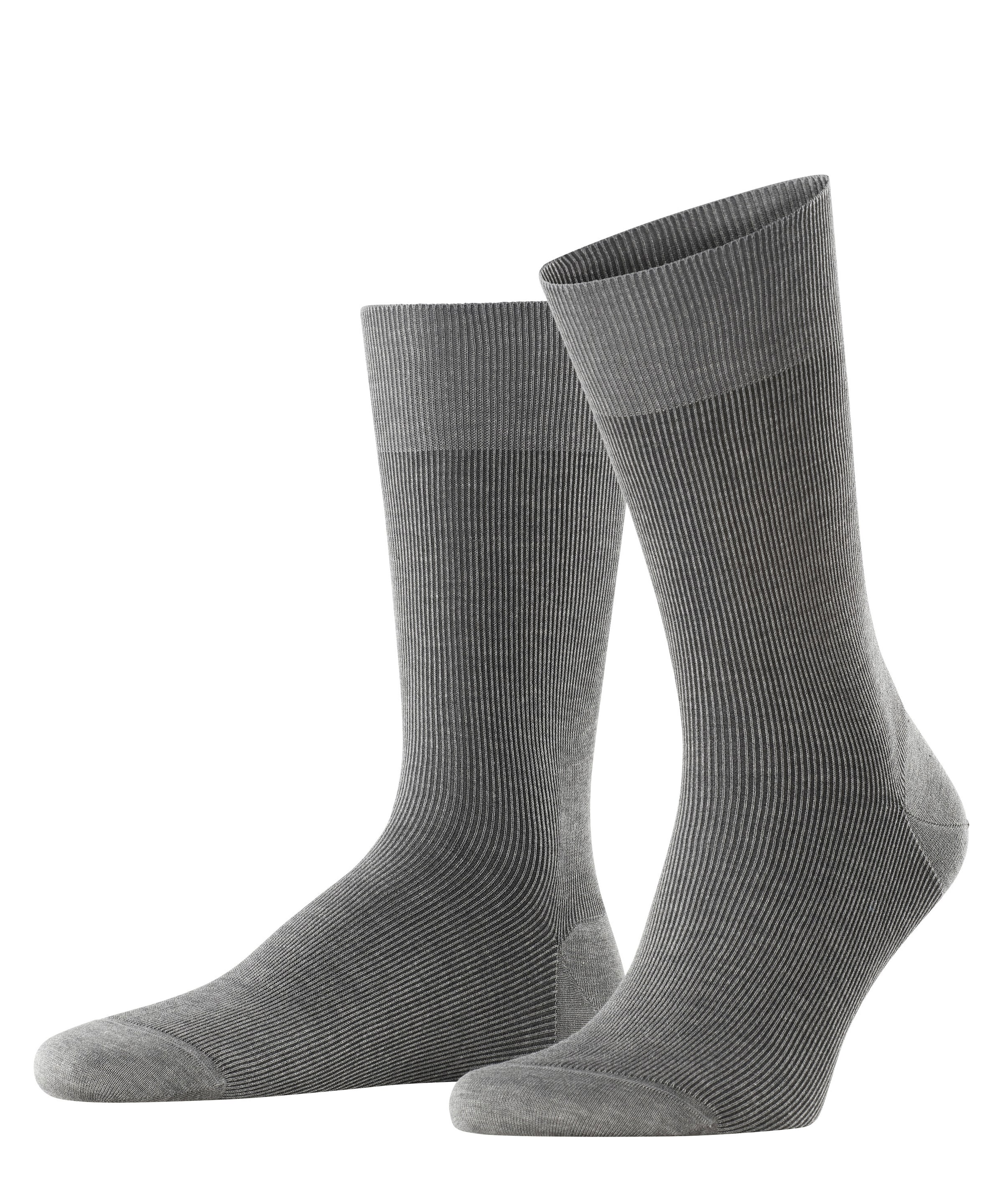 FALKE Damen Socken "Fine Shadow", Gr. 453166, steel meliert, Obermaterial: 80% Baumwolle, 20% Polyamid, gestreift, Socken, mit feiner, zweifarbiger
