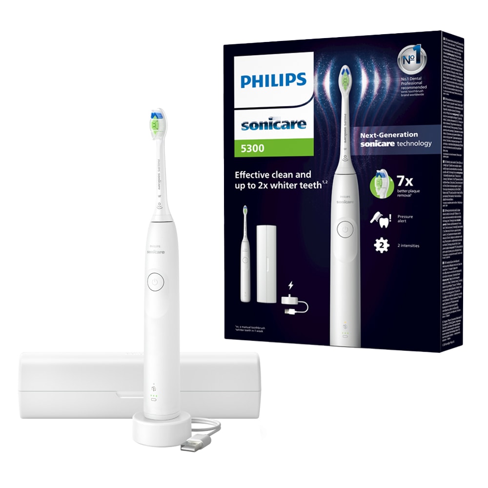 Philips Sonicare Elektrische Zahnbürste »Series 5300«, 1 St. Aufsteckbürsten, mit Andruckkontrolle, 2 Intensitätsstufen, inkl. Ladegerät, Reiseetui