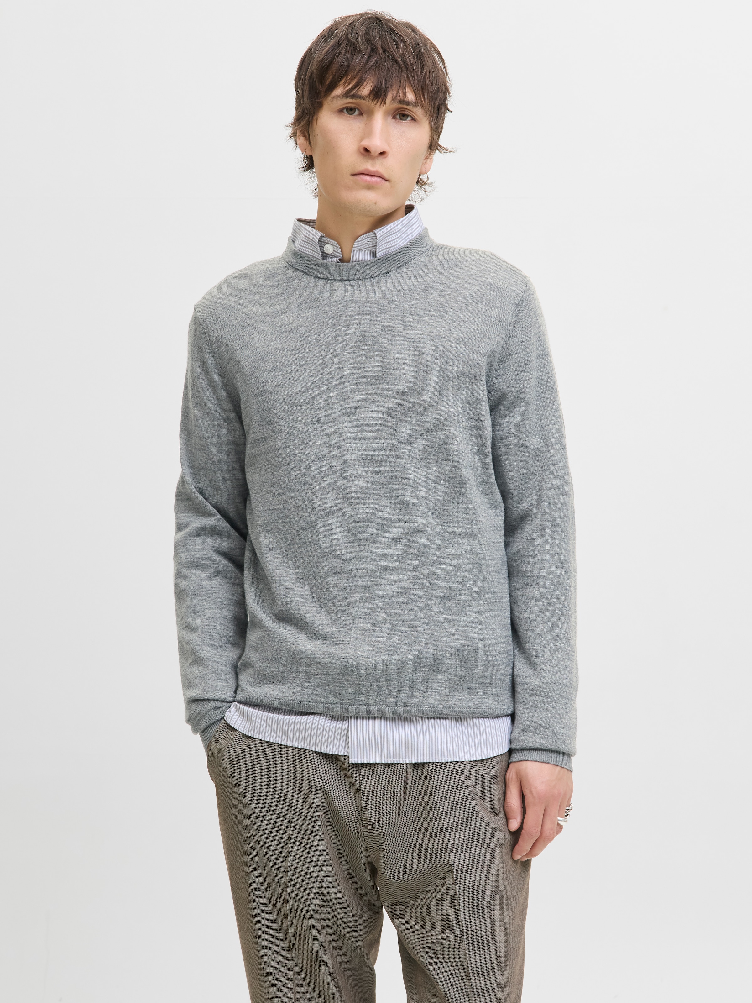 Jack & Jones Rundhalspullover "JPRBLAMARK MERINO KNIT CREW NECK LN" Wolle, günstig online kaufen