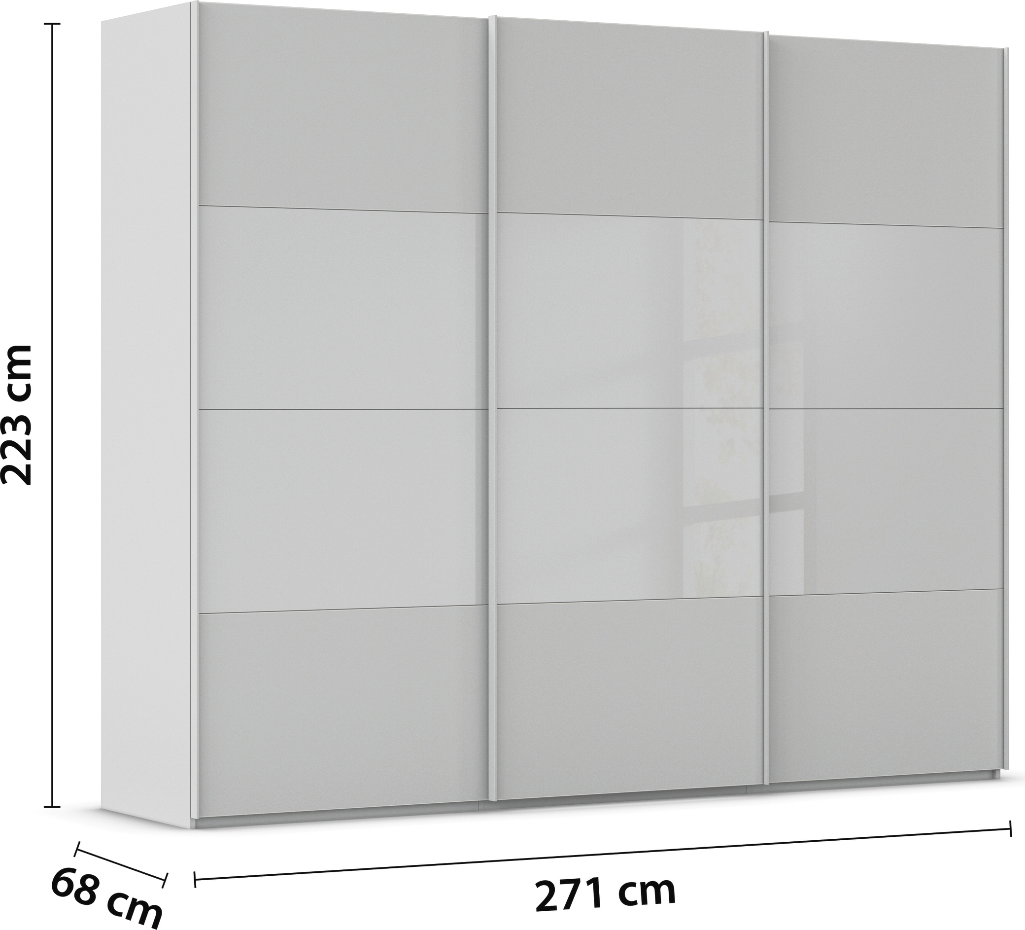 rauch Schwebetürenschrank »Kleiderschrank Schrank Garderobe Schlafzimmerschrank SCALE-FYRA«, edle Türen viergeteilt Glas matt/glänzend viele Farben MADE IN GERMANY