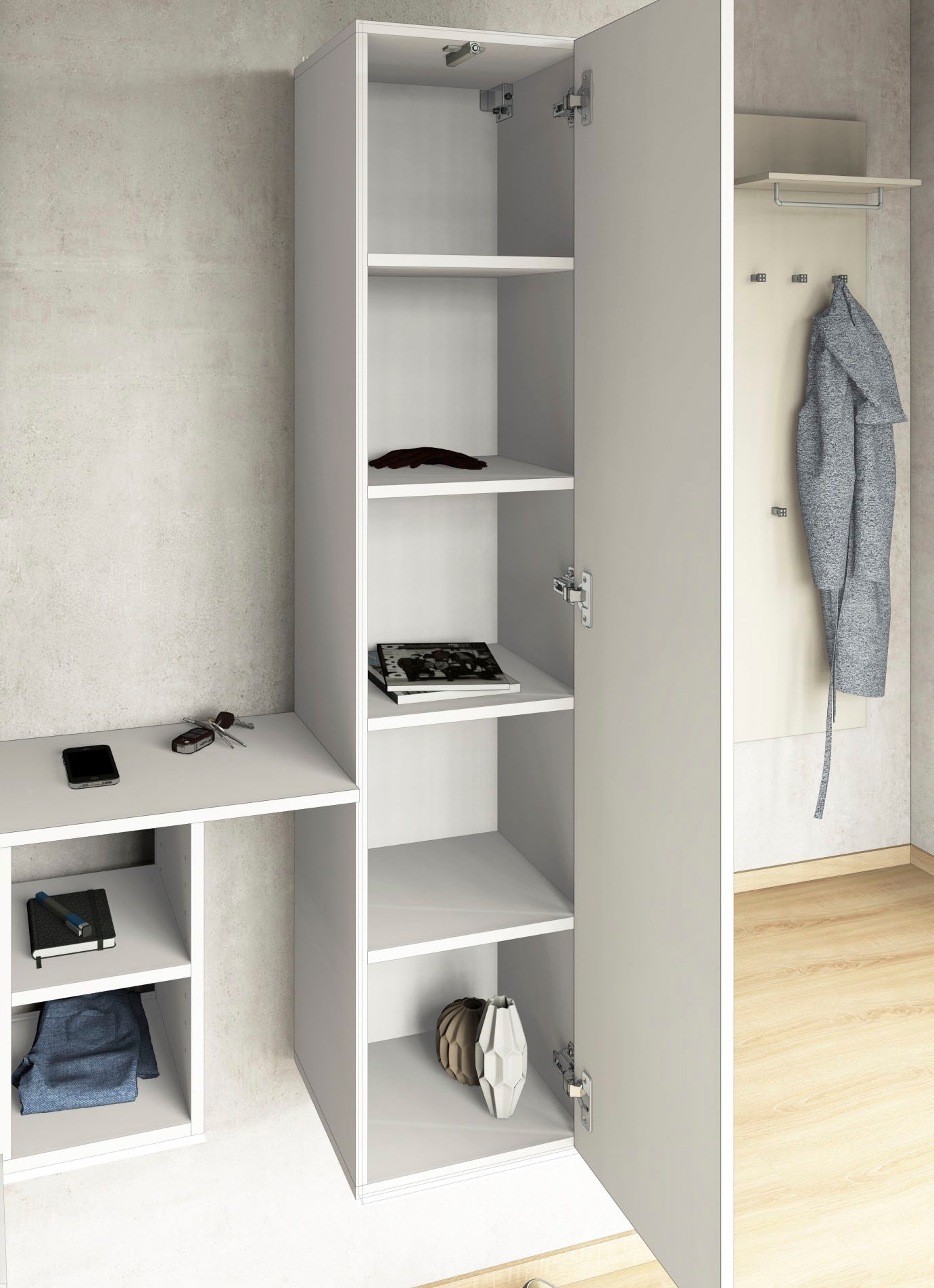borchardt Möbel Garderoben-Set »Toledo, moderne hängende Garderobe, Schminktisch mit Regalfächern« Spar-Set, 
