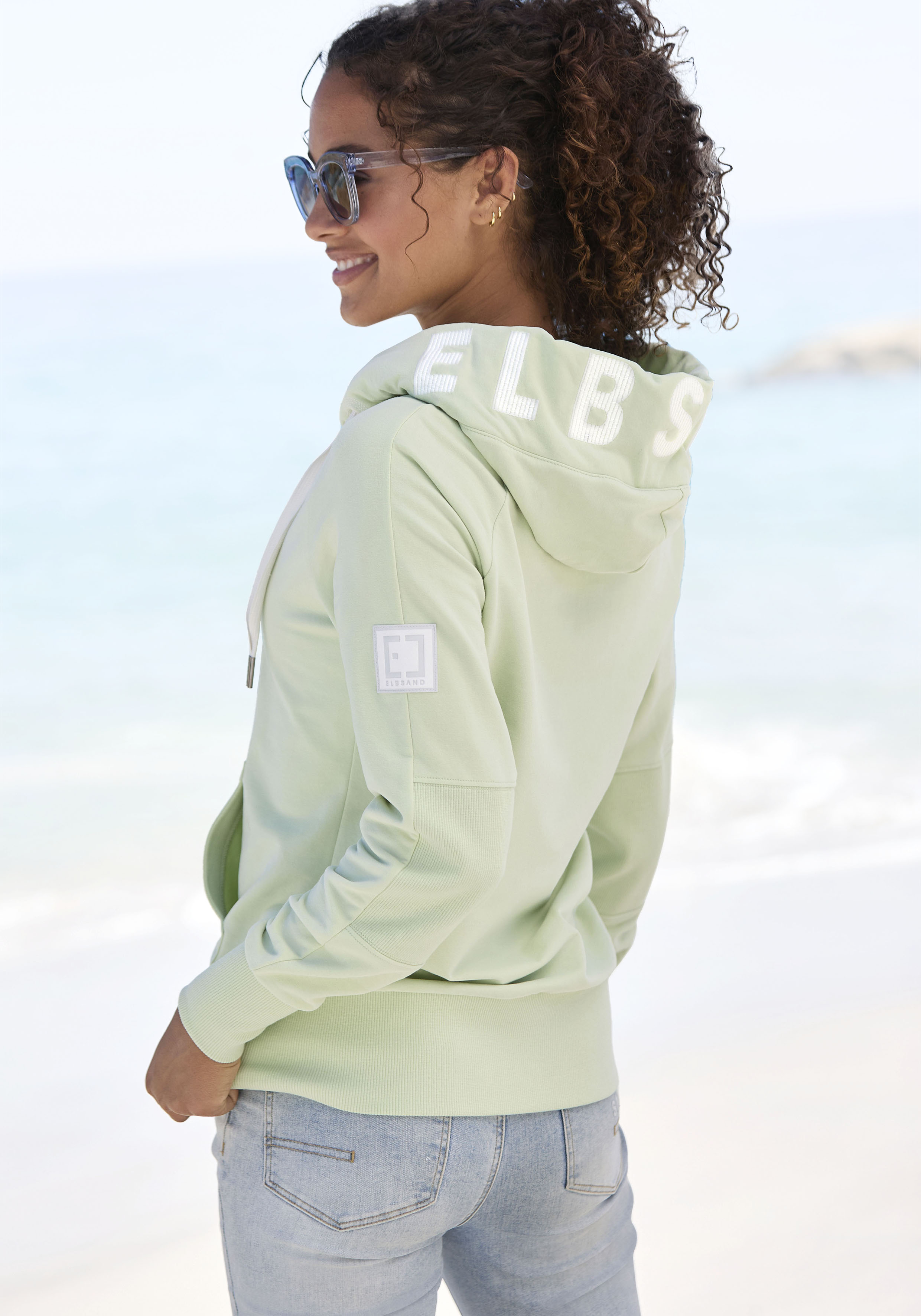 Elbsand Kapuzensweatjacke "Kelda" mit Logo-Stickerei an der Kapuze, Sweatjacke mit Kapuze, Basic