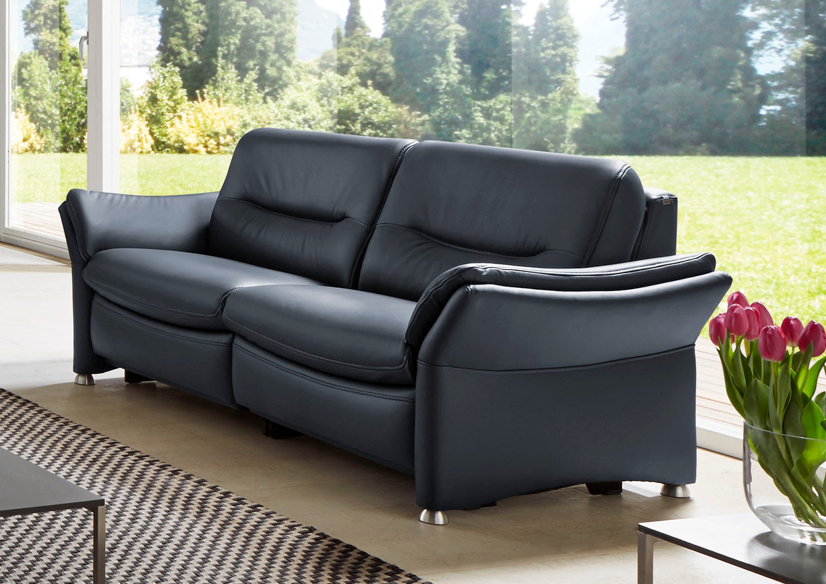 HUKLA 2,5-Sitzer »HU-SF15058 Ledersofa, Breite 194 cm«, aus Leder, optional Kopfstütze u. WallAway-Funktion