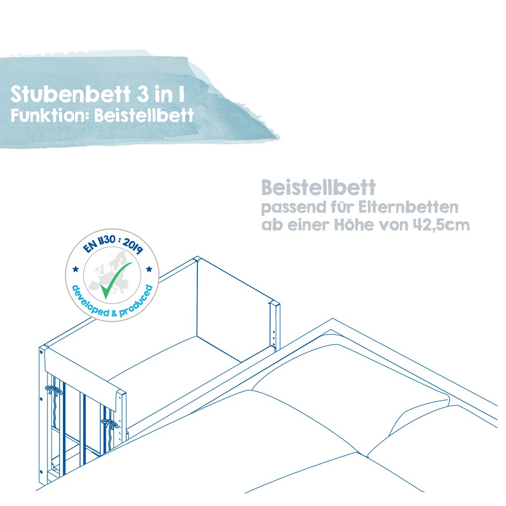 roba® Stubenbett »3in1, Sternenzauber, taupe«, zu Elternbett oder Bank umbaubar