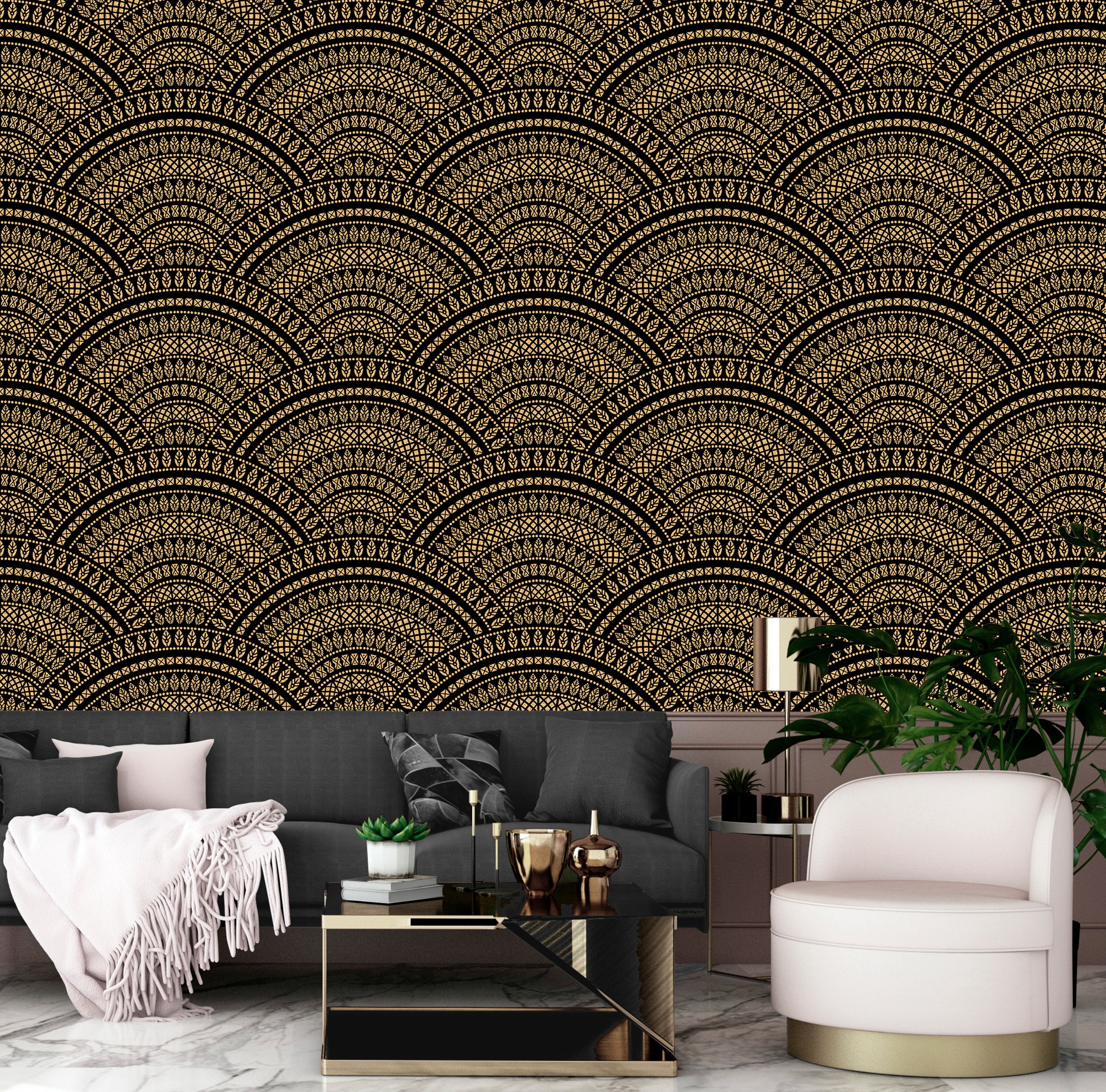 queence Vinyltapete »Esther«, bedruckt-Motiv-botanisch-floral-gemustert-natürlich, 90x250cm, selbstklebend, kinderleichte Anbringung, Sticker