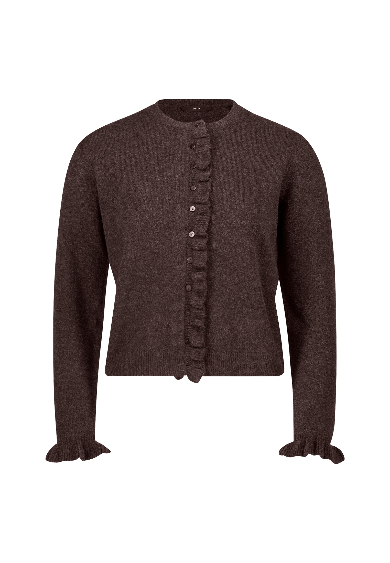 Zero Strickjacke "Damen Strickjacke mit Rüschen" 1 Stk. tlg. Knopfleiste günstig online kaufen