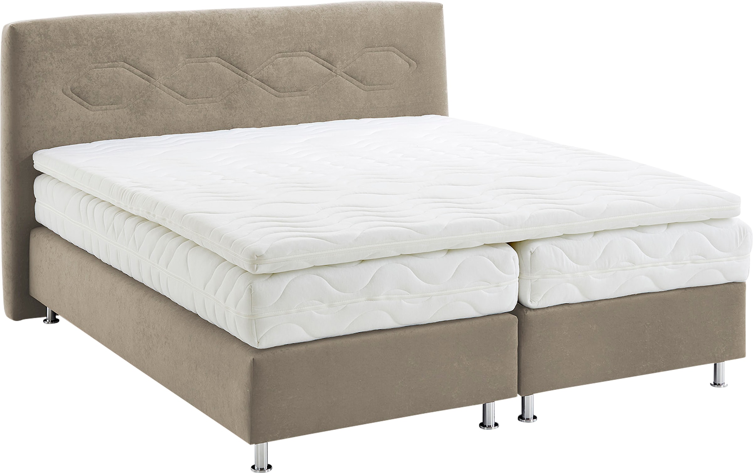 Boxspringbett, beige (sand), B:195cm L:210cm, Bezug: Microvelours 100% Polyester, WESTFALIA SCHLAFKOMFORT, Komplettbetten, Boxspringbett, wahlweise mit Topper 6