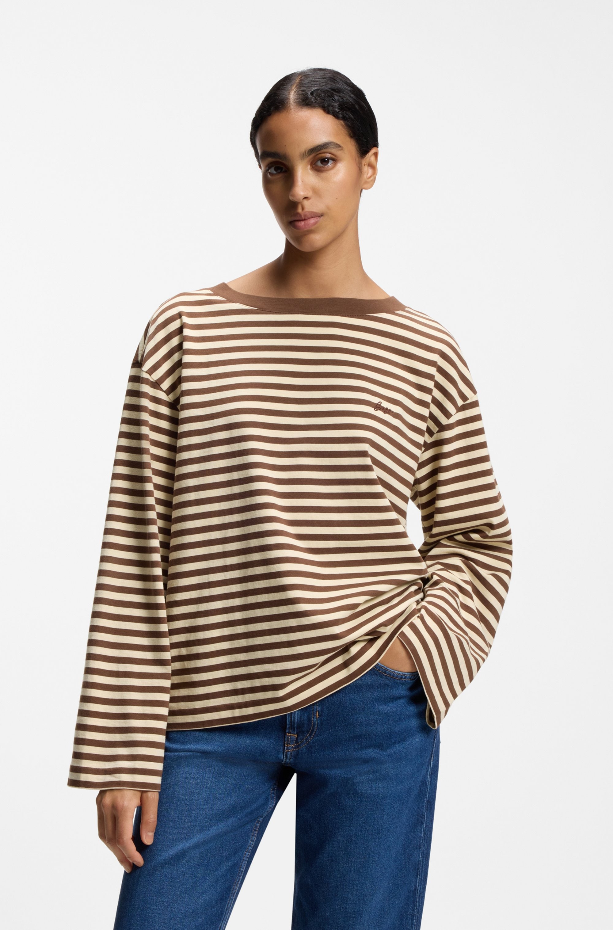 BOSS ORANGE "Ewa Stripe Premium Damenmode" im Streifendesign, Relaxed Fit