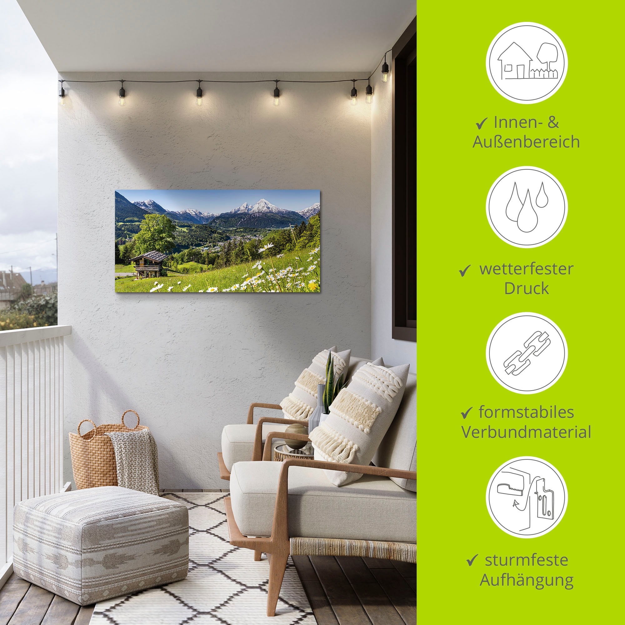 Artland Wandbild »Landschaft in den Bayerischen Alpen«, Berge, (1 St.), als Alubild, Outdoorbild, Leinwandbild, Poster, Wandaufkleber