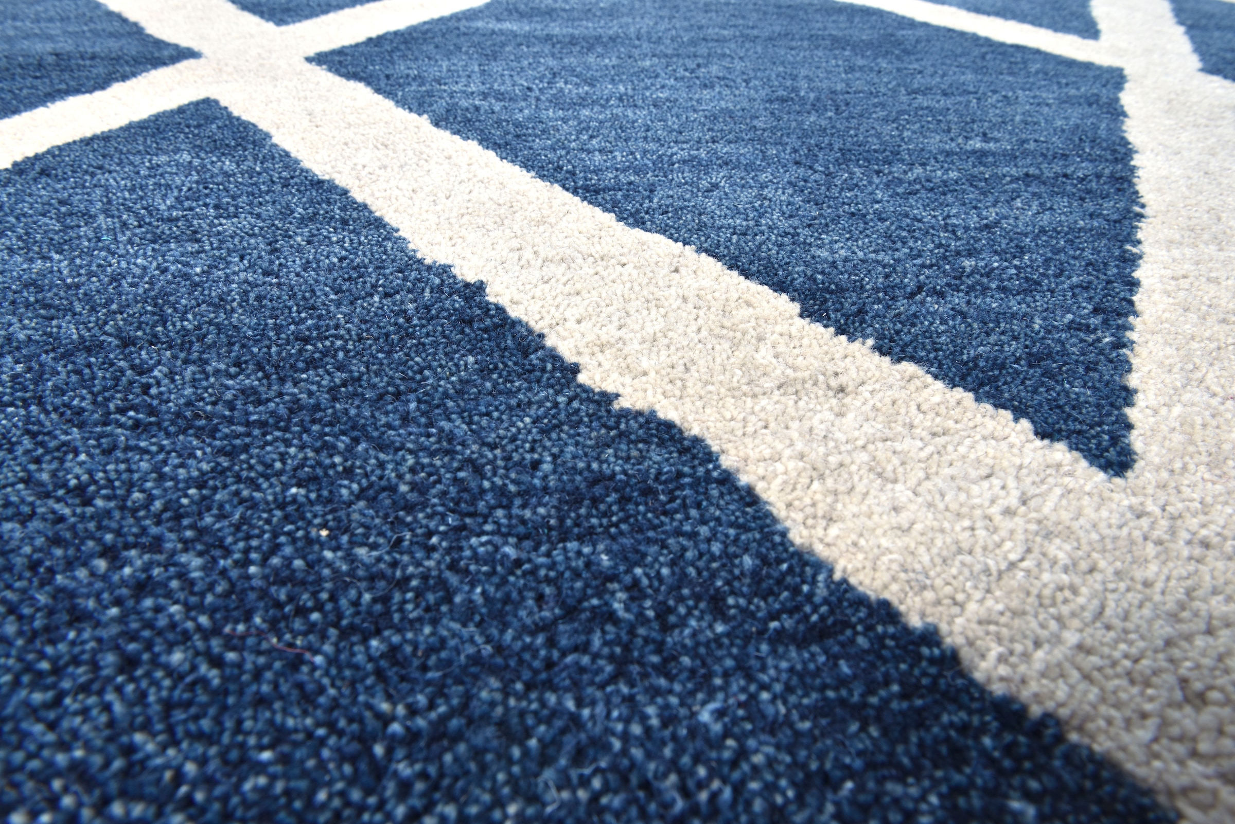 THEKO Wollteppich »Royal Design« rechteckig 14 mm Höhe reine Wolle, Rauten Design, ideal im Wohnzimmer & Schlafzimmer