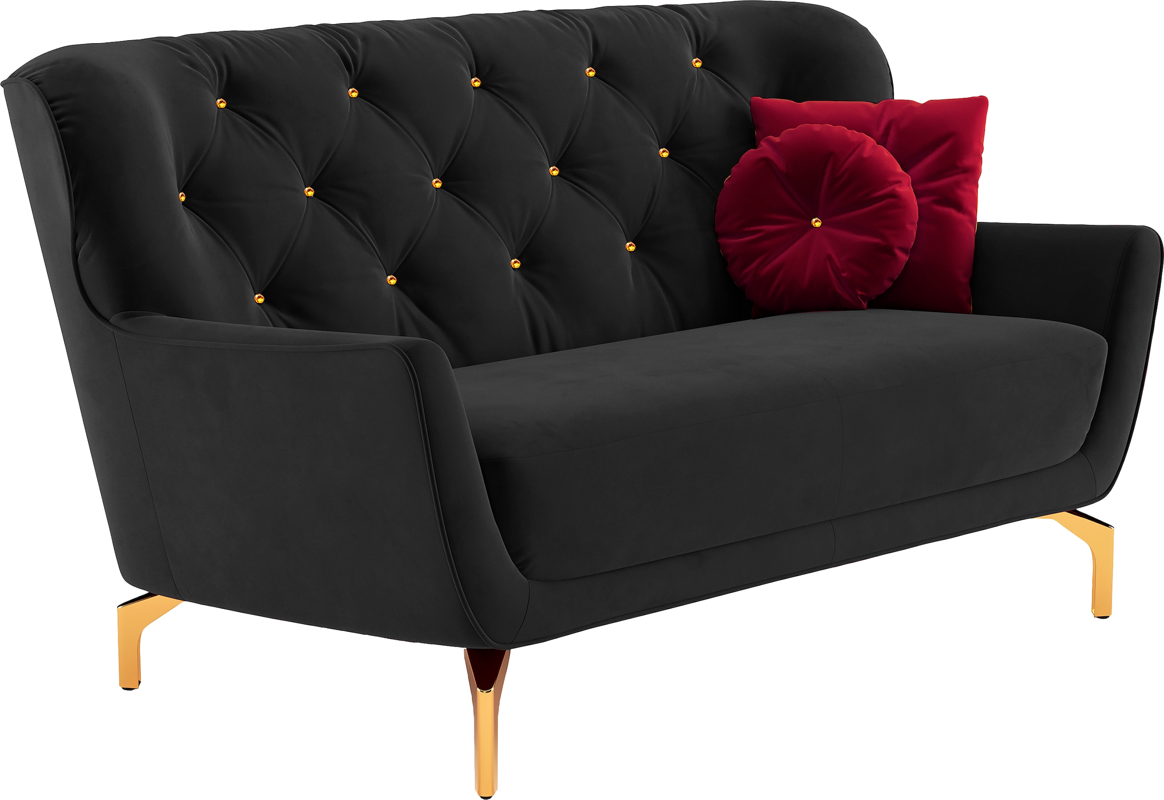 sit&more 2-Sitzer »Orient 3«, inkl. 2 Zierkissen mit Strass-Stein, goldfarbene Metallfüße