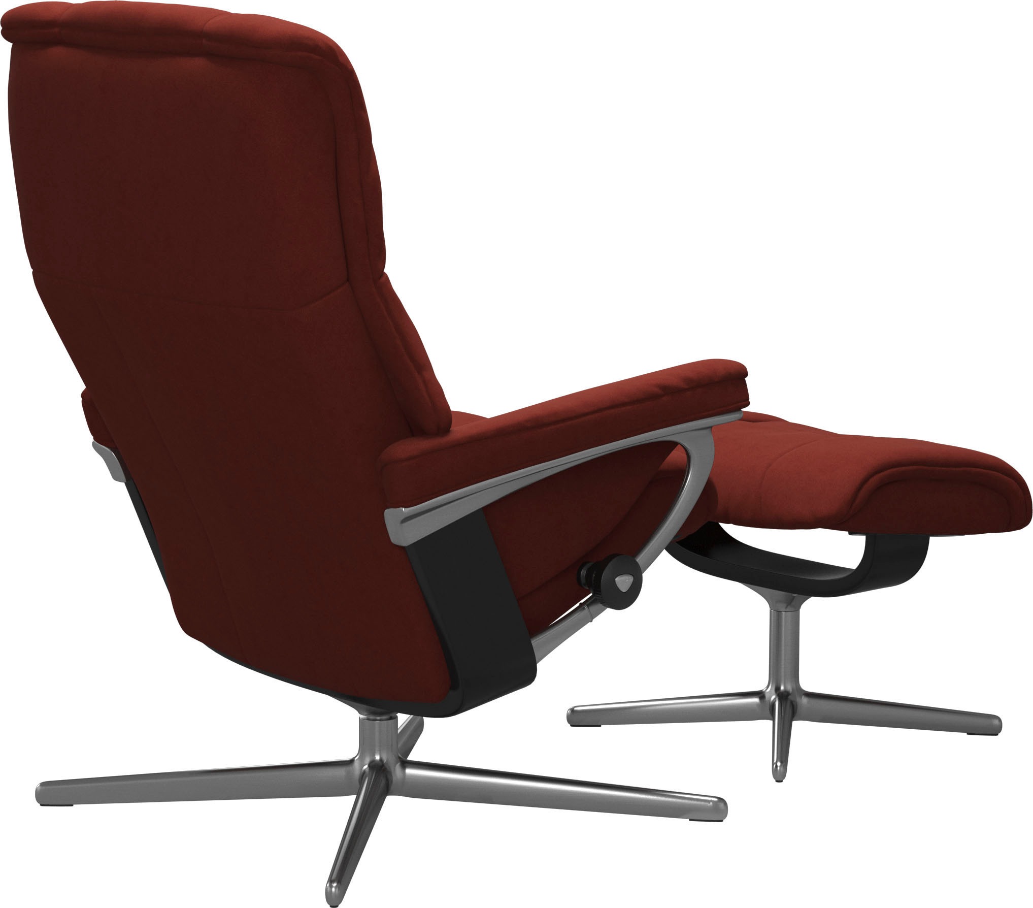Fußhocker STRESSLESS "Mayfair", rot (rot dinamica), B:55cm H:41cm T:39cm, Microfaser DINAMICA (88% Polyester, 12% Polyurethan), Hocker, Fußhocker, mit Cross Base, Größe S, M & L, Holzakzent Schwarz 3