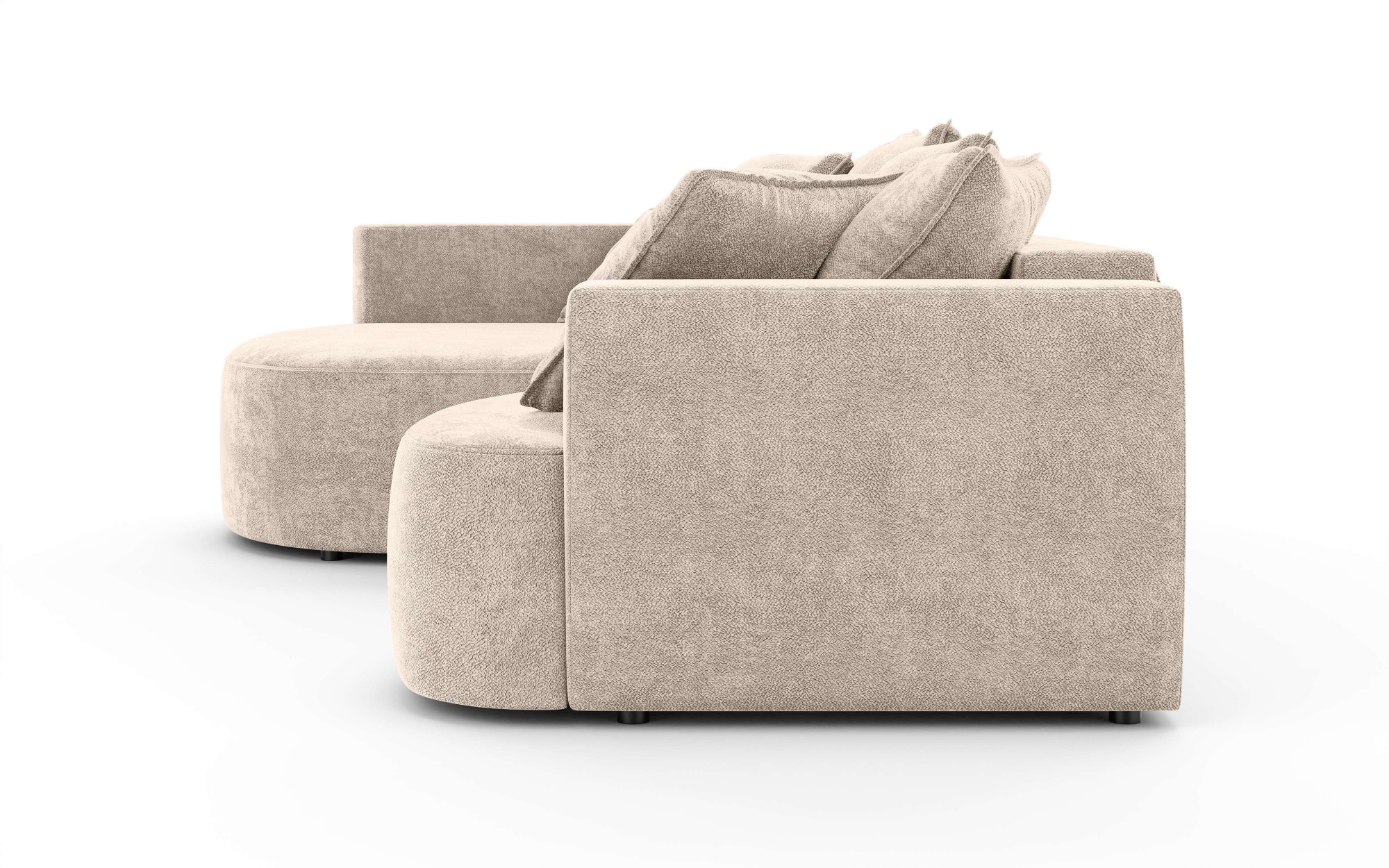 INOSIGN Ecksofa »Kahekili, Schlafsofa mit Bettkasten, Maße B/T/H: 255/181/90/ cm«, L-Form mit Wellenunterfederung, 7 Rückenkissen und 2 Zierkissen