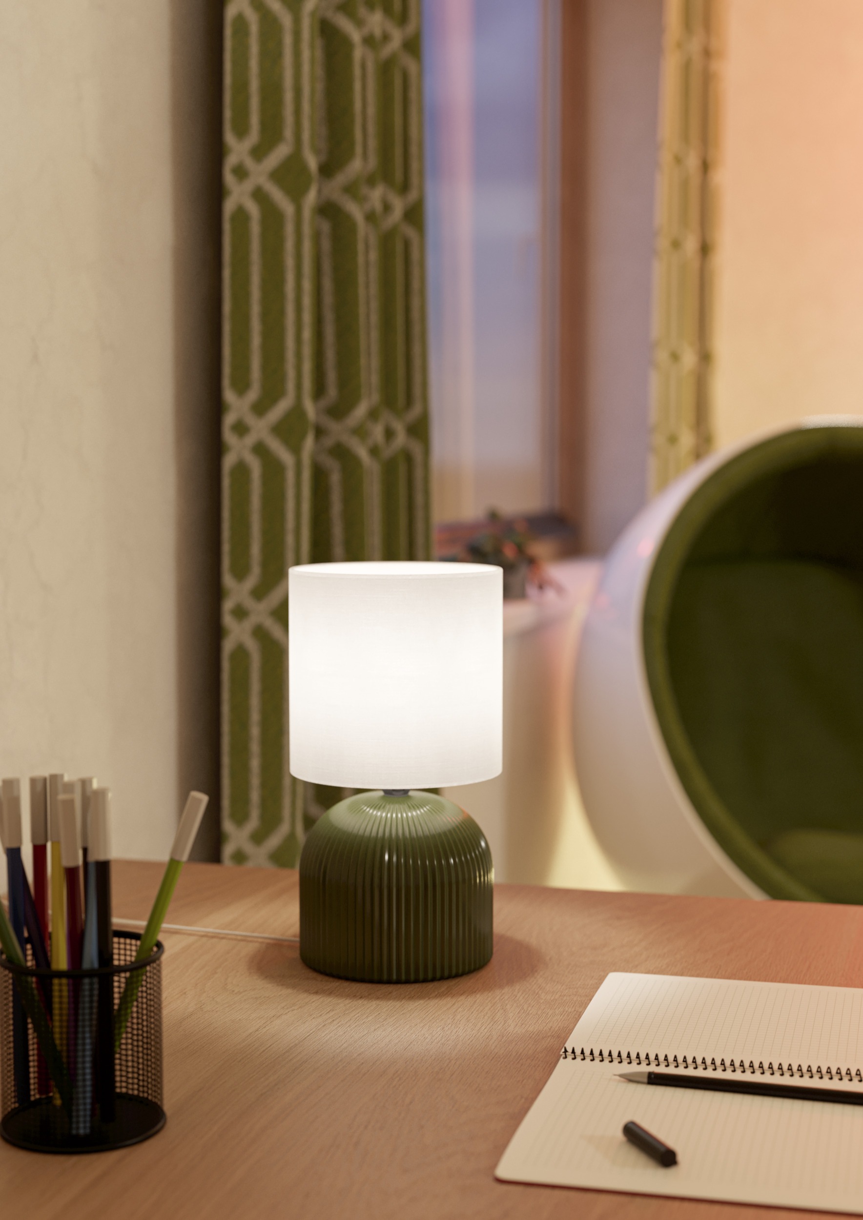 EGLO LED Tischleuchte »ROCOSO« E14 1 Stk. Tischlampe, Lampe mit Schalter, Textil Leinenoptik, Wohnzimmer