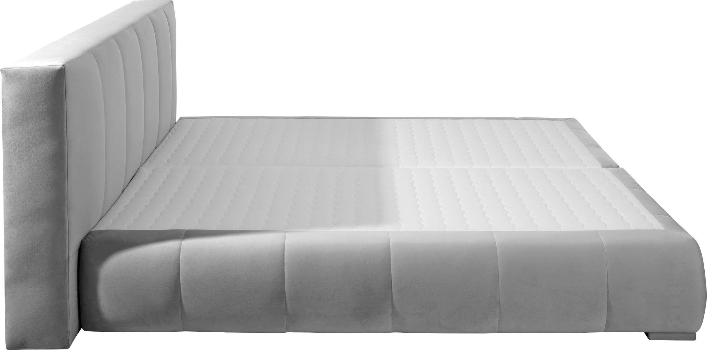 Boxspringbett HOME AFFAIRE "Chelles", silber, B:167cm L:225cm, Samtoptik (100% Polyester);Bezug der Spiegelfläche Matratzendrell aus 100% Polyester;Struktur fein 100% Polyester), Komplettbetten, Boxspringbett, inkl. Kaltschaumtopper, in 5 Breiten und 3 Ma 9
