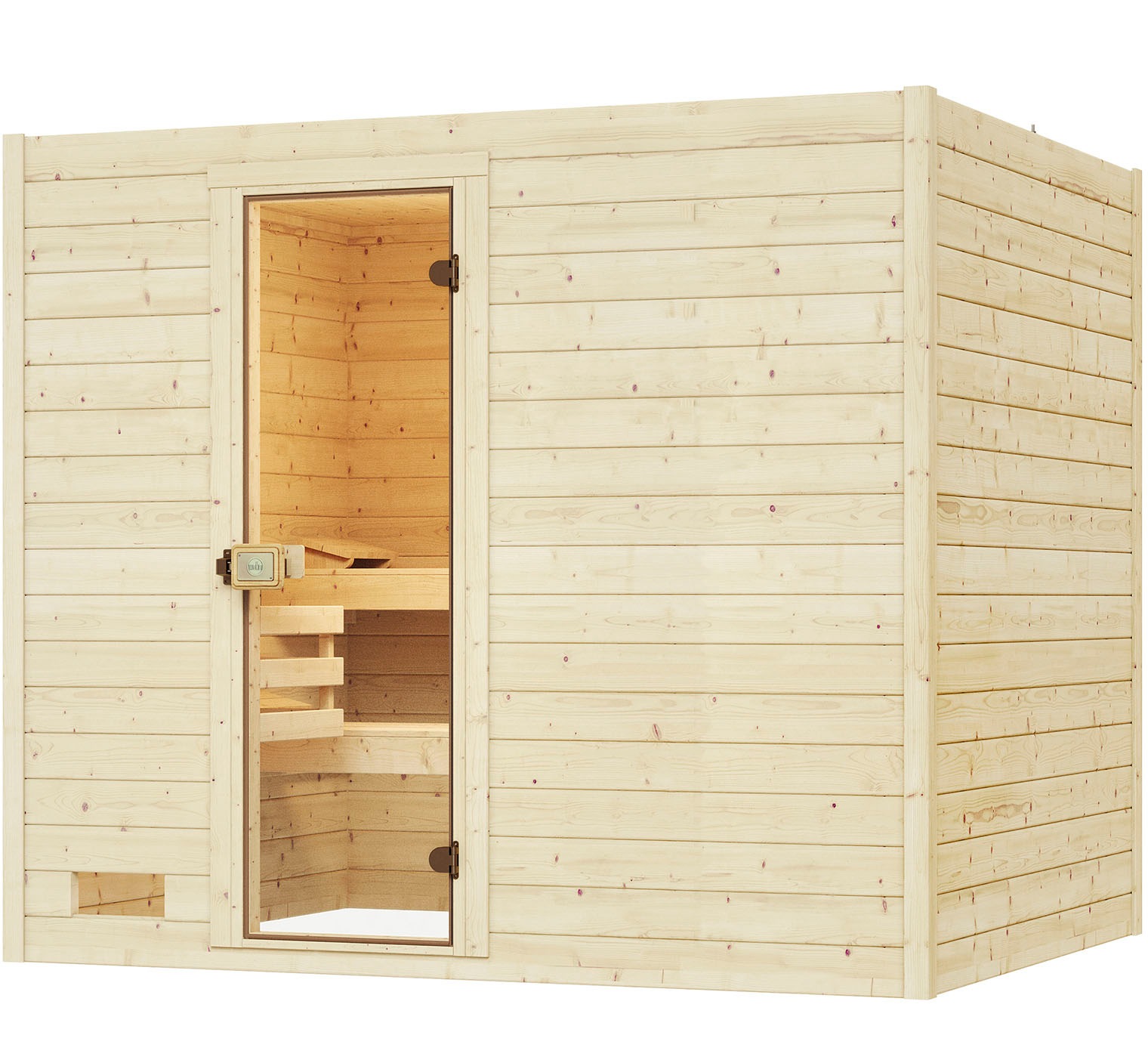weka Sauna "Massivholzsauna VALIDA 4" Blockbohlen, moderne Ganzglastür