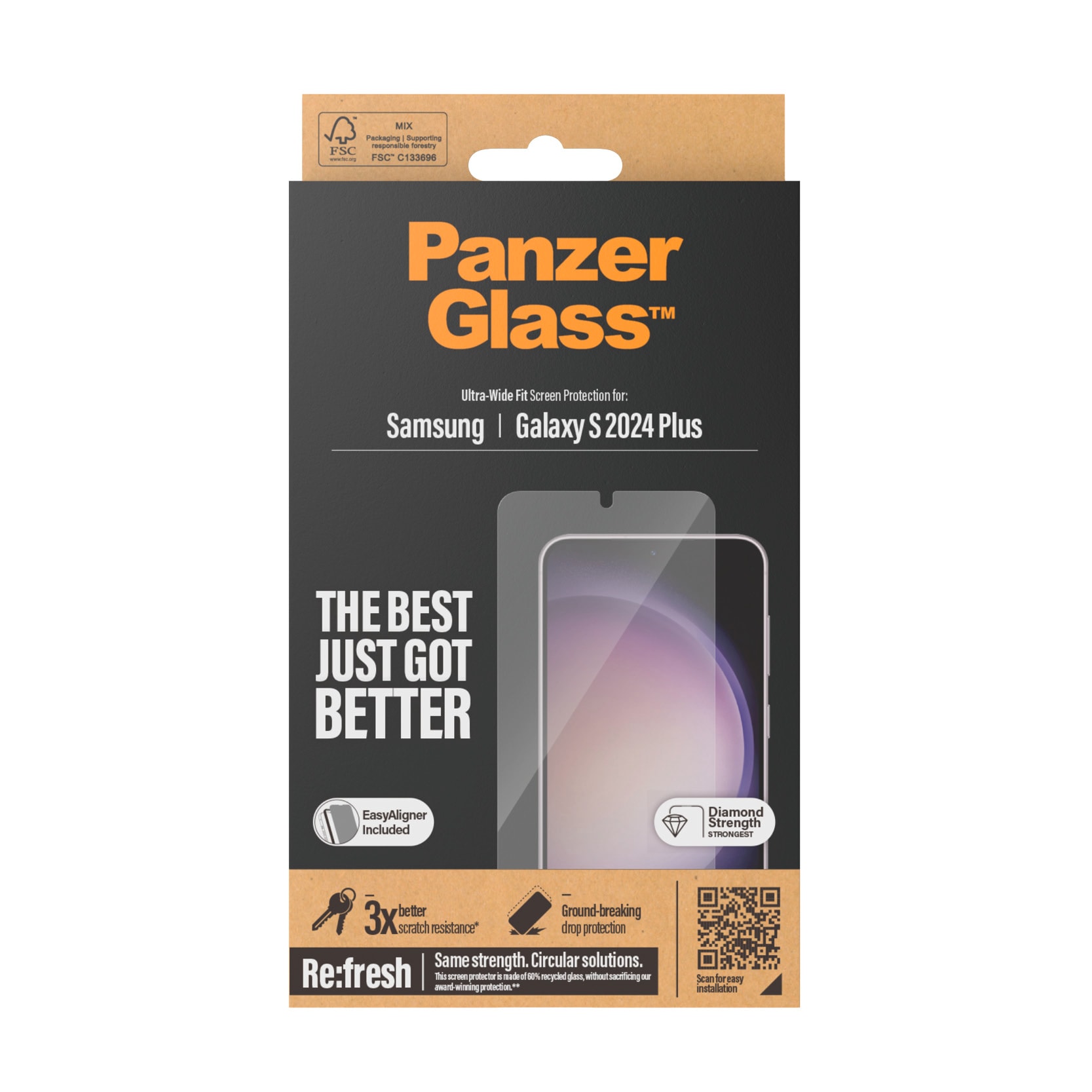 PanzerGlass Displayschutzglas »Ultra Wide Fit Screen Protector«, für Samsung Galaxy S24+, Displayschutzfolie, stoßfest, kratzbeständig