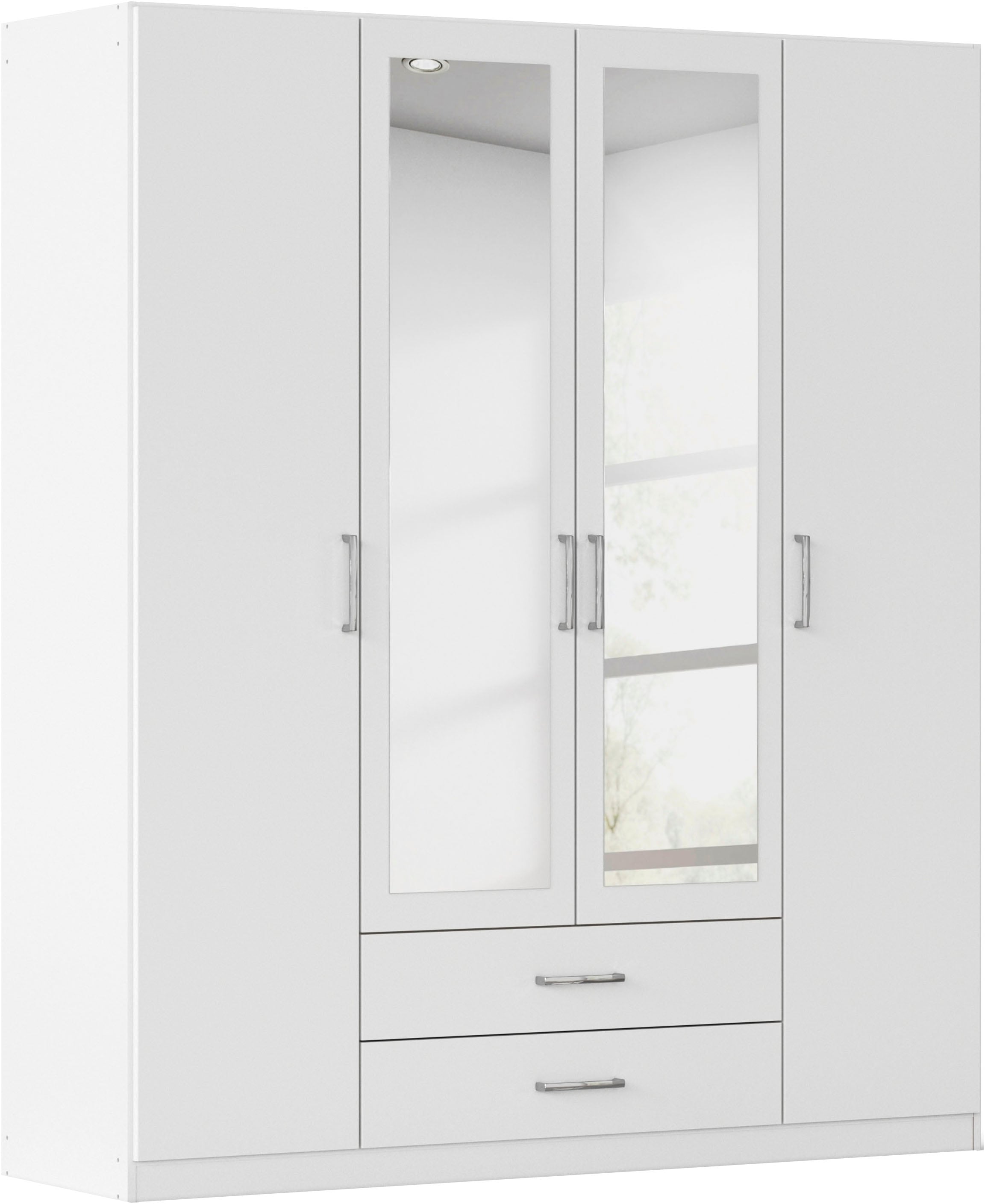 rauch Kleiderschrank "Schrank Garderobe Ankleide GAMMA Breiten 91/136/181/226/271/315/360 cm" in 3 Ausstattungen BASIC/CLASSIC/PREMIUM (inkl. SOFT-CLOSE-Funktion), verschiedene Griff-Varianten, mit Spiegel TOPSELLER MADE IN GERMANY