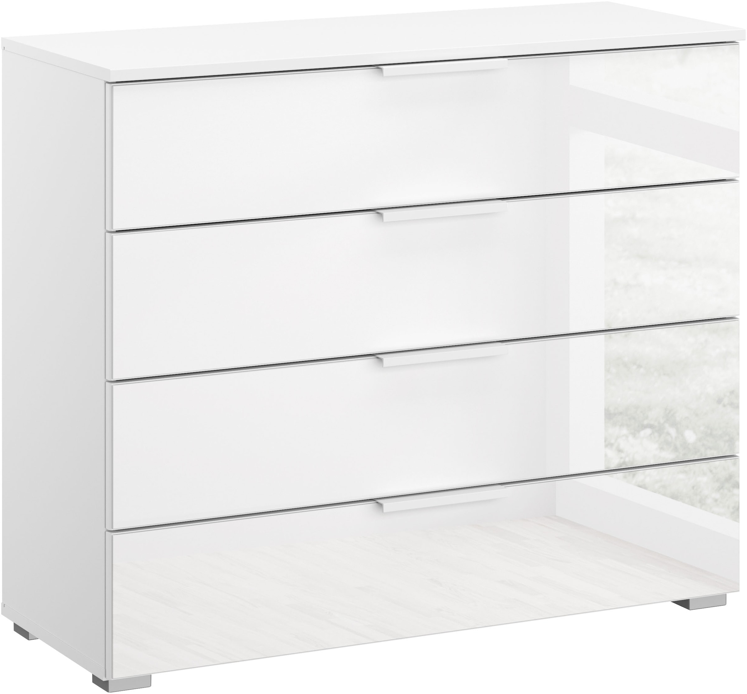 OTTO home Schubkastenkommode "Kommode Sideboard Schubladenkommode Schlafzimmerkommode KOLUNA" Breite 80 cm mit hochwertiger Glasfront, Breite 93 cm mit 4 großen Schubladen für viel Stauraum MADE IN GERMANY
