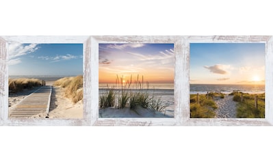 Bild mit Rahmen »Strand, Sand, Sonne, 3er Set«, (1 St.)