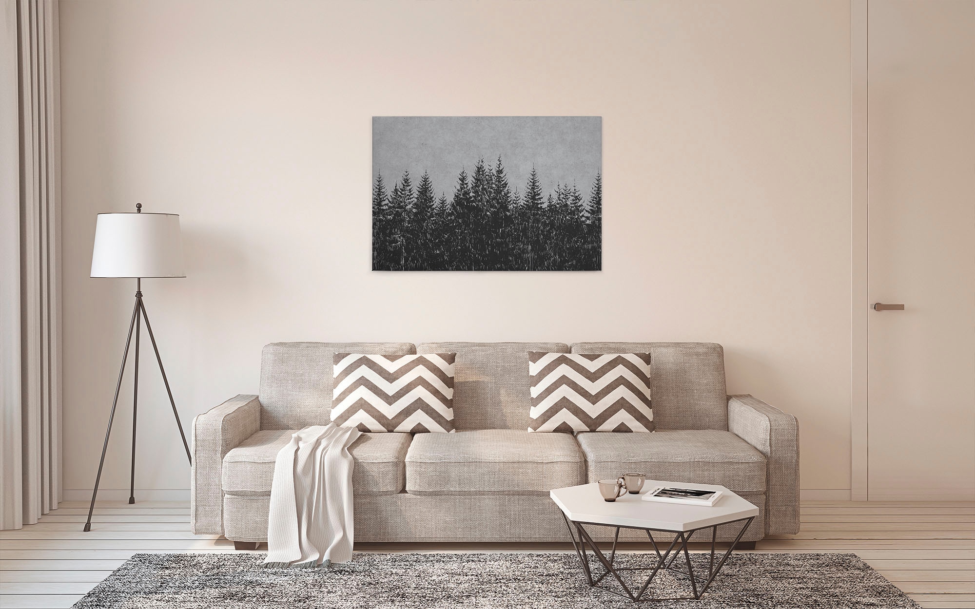 A.S. Création Leinwandbild »black forest 3«, Wald, (1 St.), Wald Bild Keilrahmen Schwarz Grau